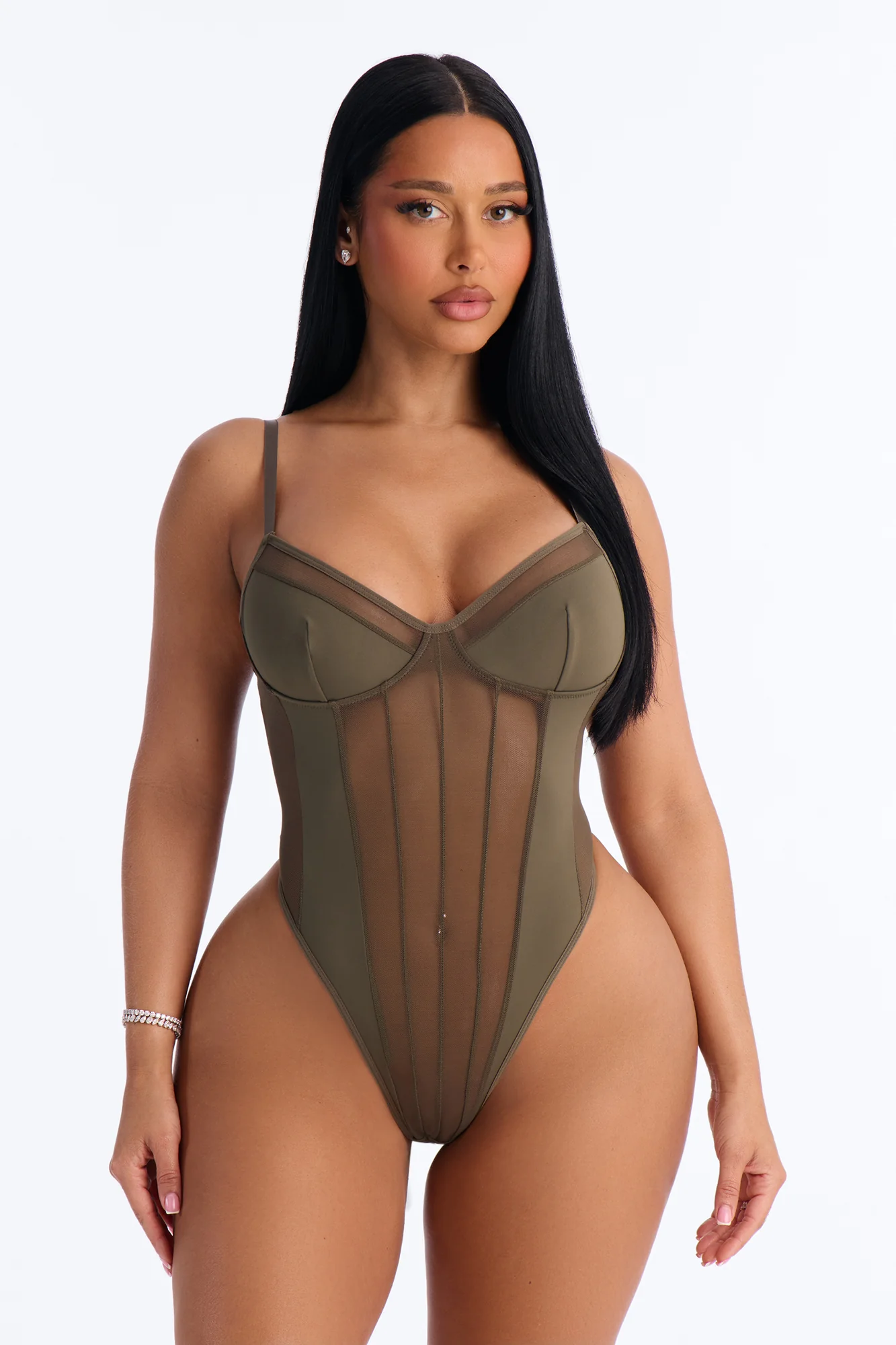 Body Like This Mesh Teddy - Olive