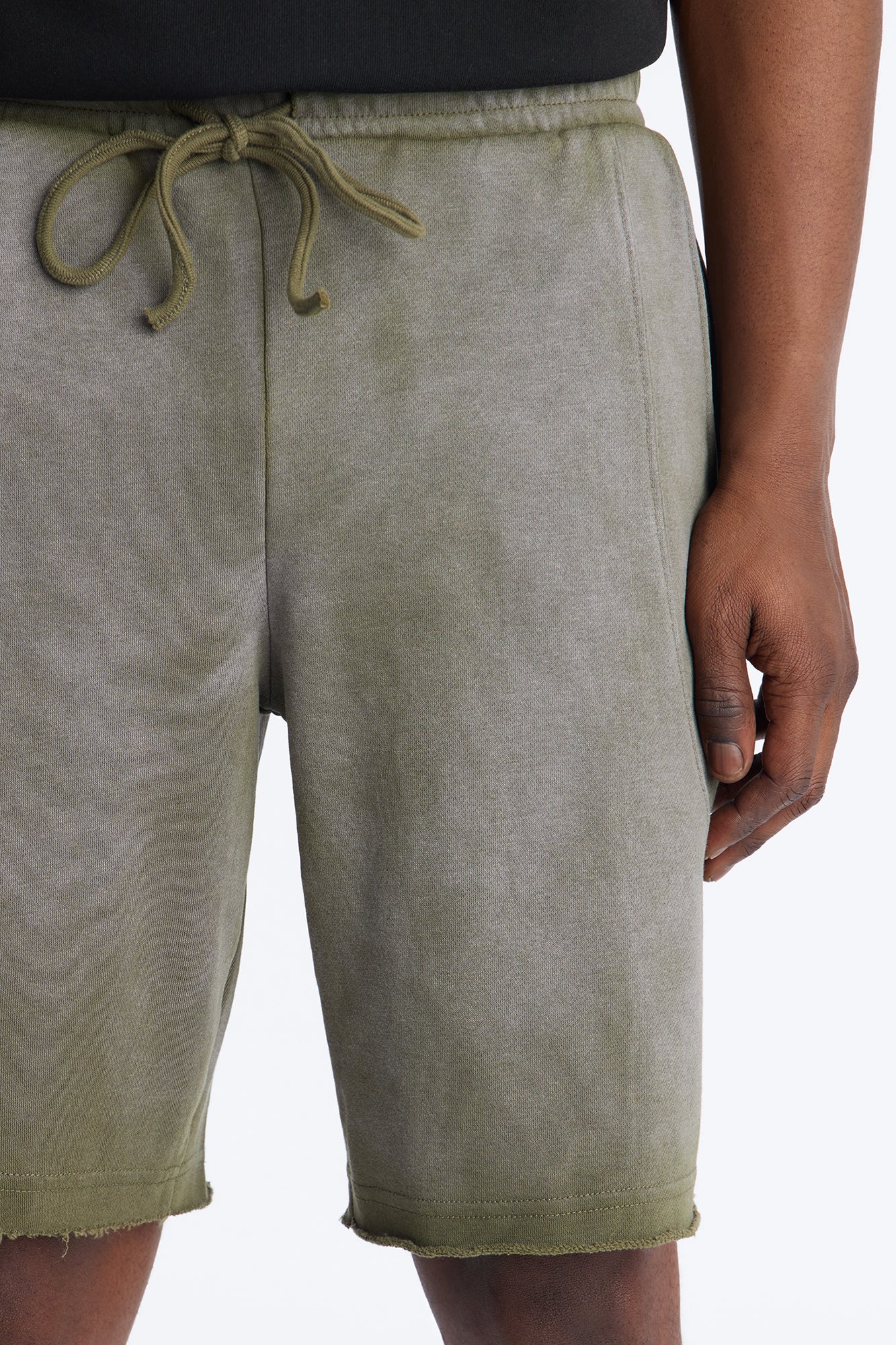 Boiler Washed Raw Hem Sweatshort - Khaki - Image 3