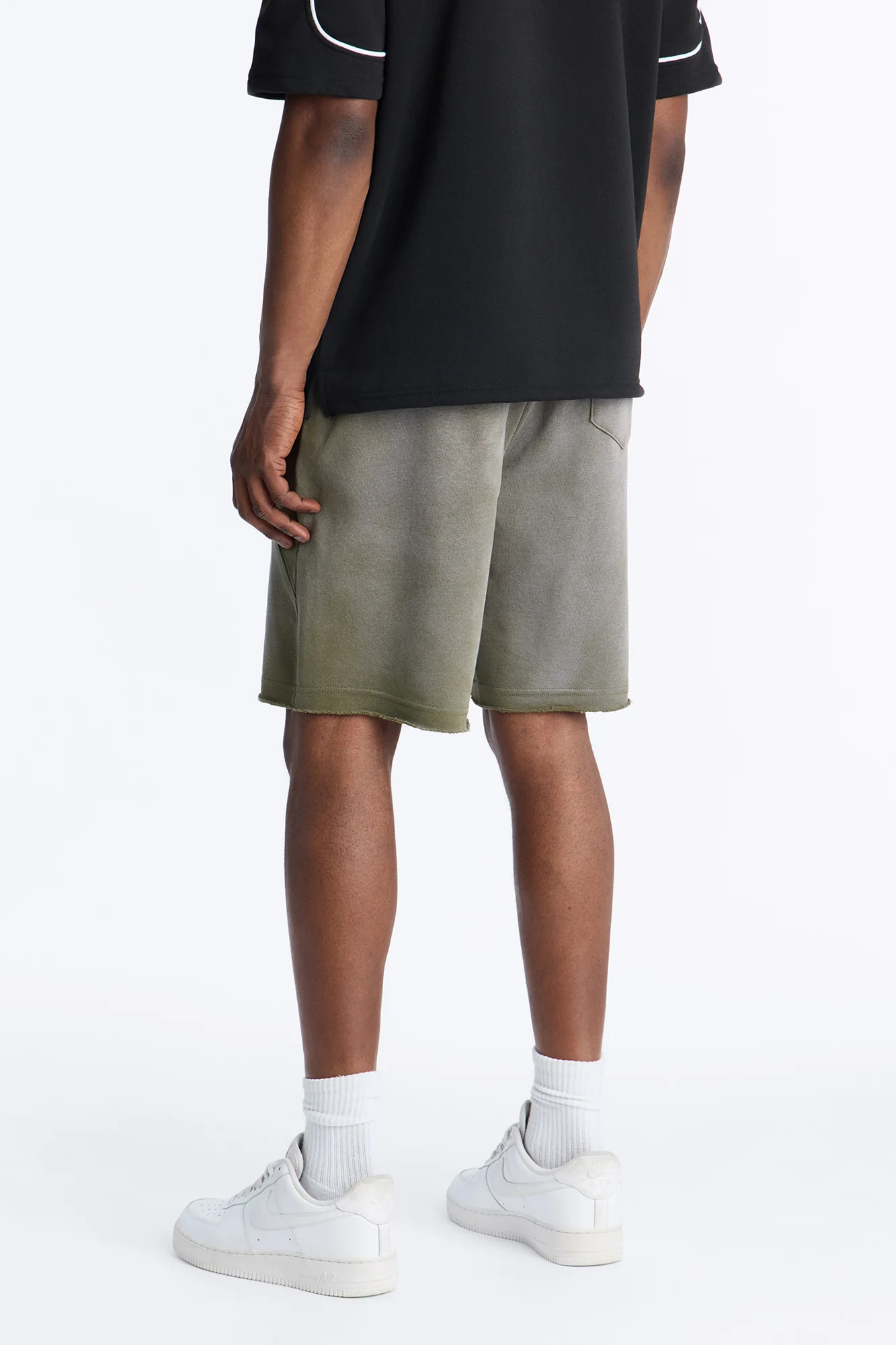 Boiler Washed Raw Hem Sweatshort - Khaki - Image 4