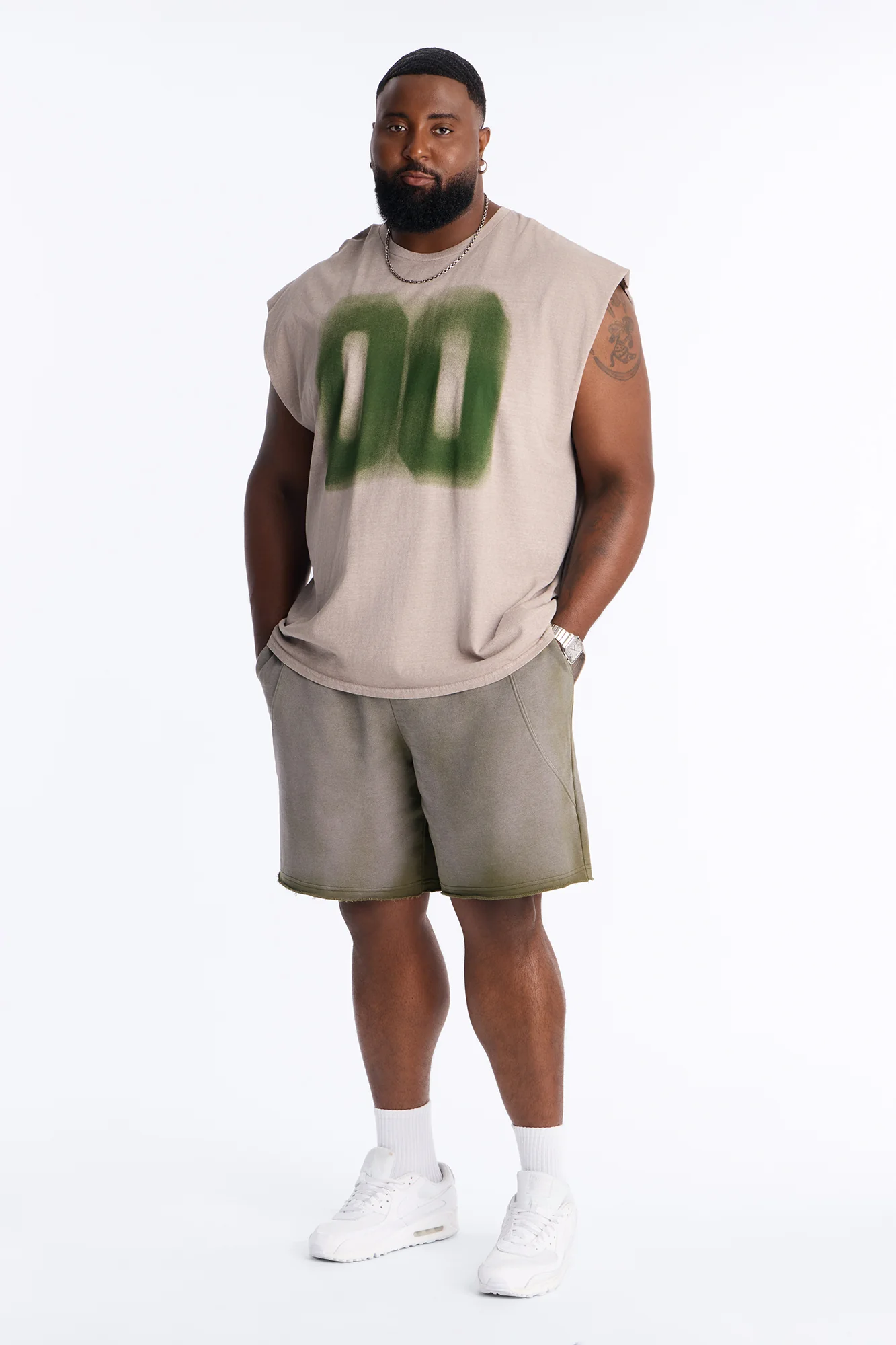 Boiler Washed Raw Hem Sweatshort - Khaki - Image 6