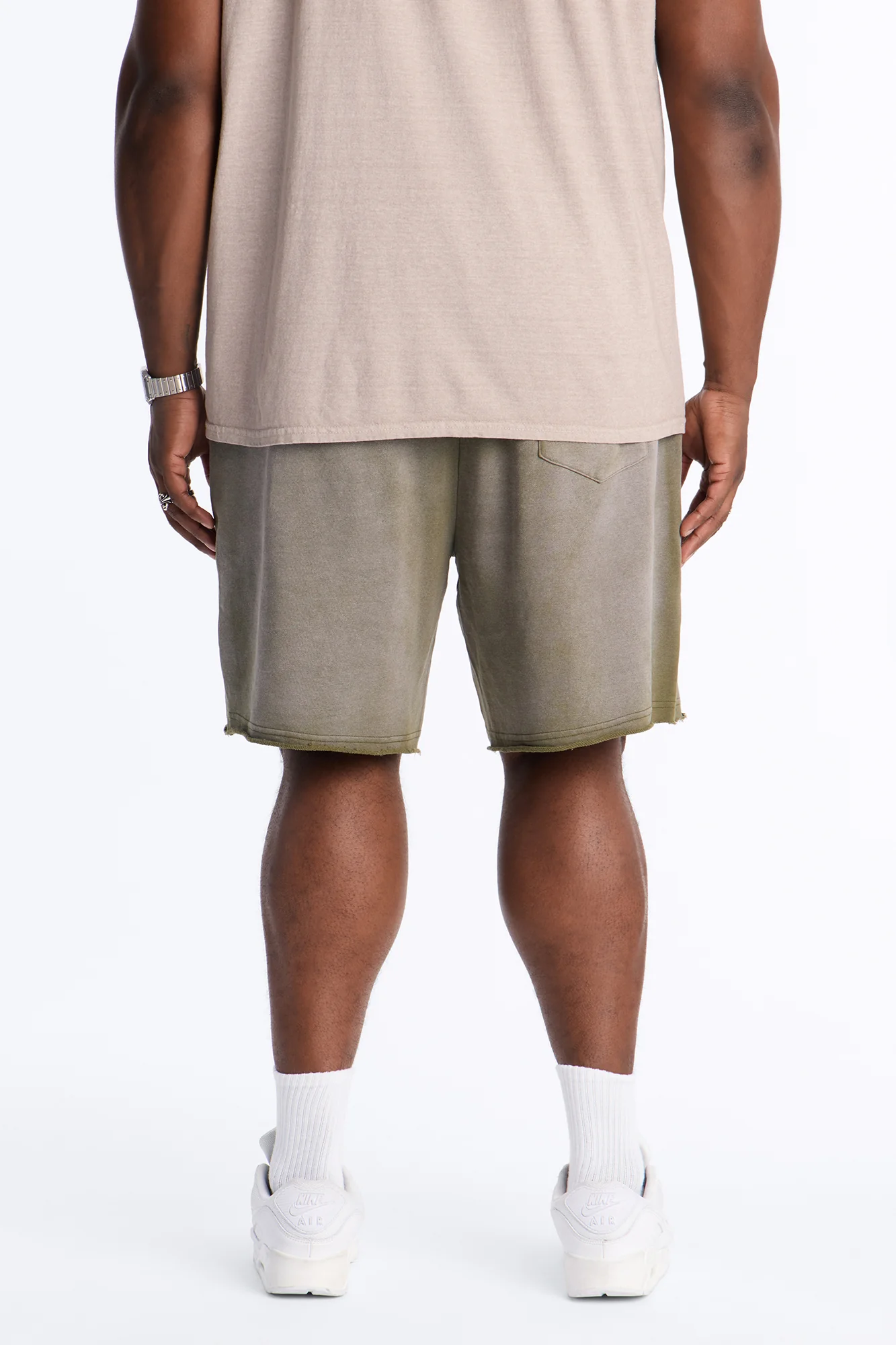Boiler Washed Raw Hem Sweatshort - Khaki - Image 8