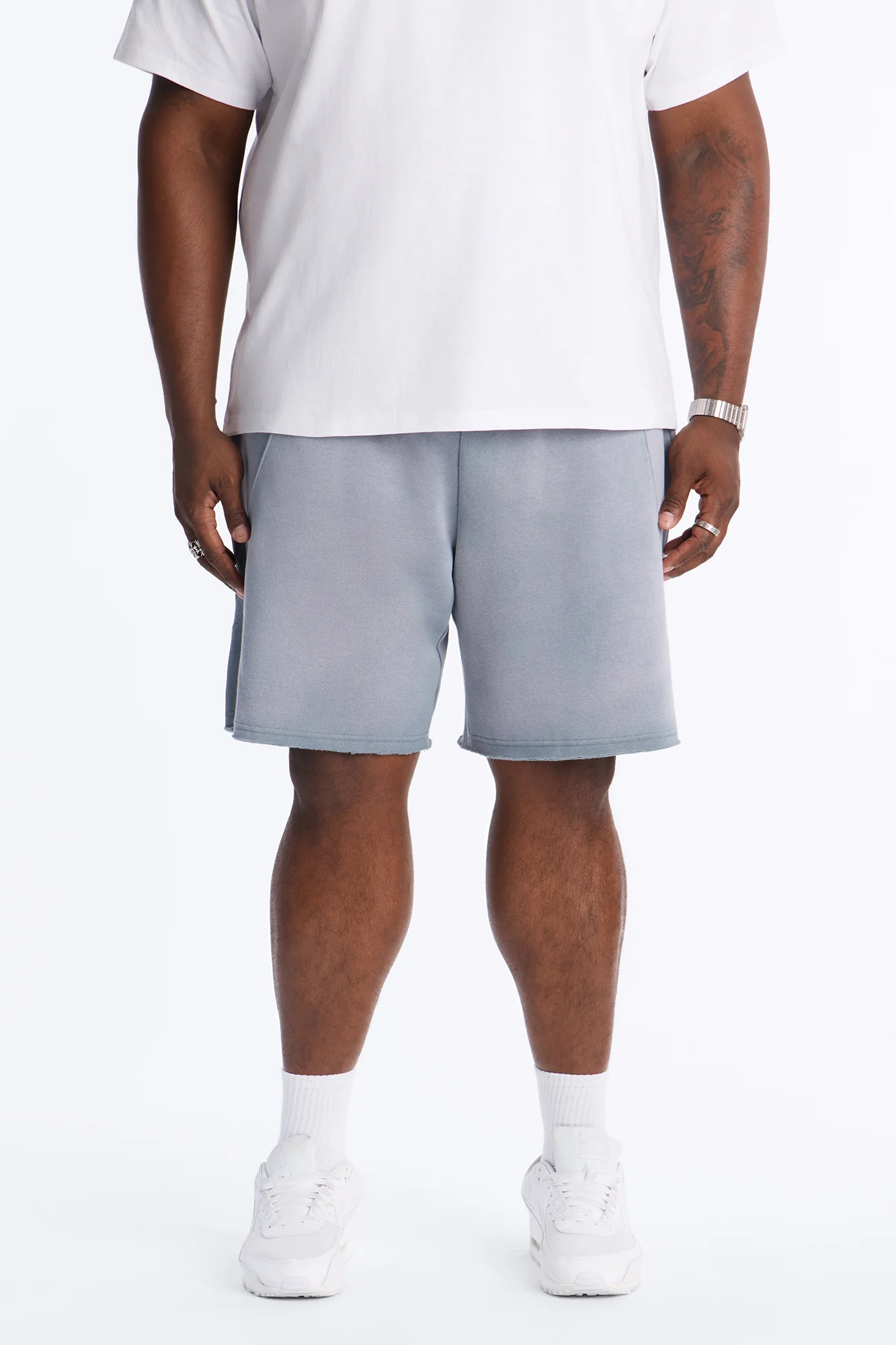Boiler Washed Raw Hem Sweatshort - Slate Blue - Image 5