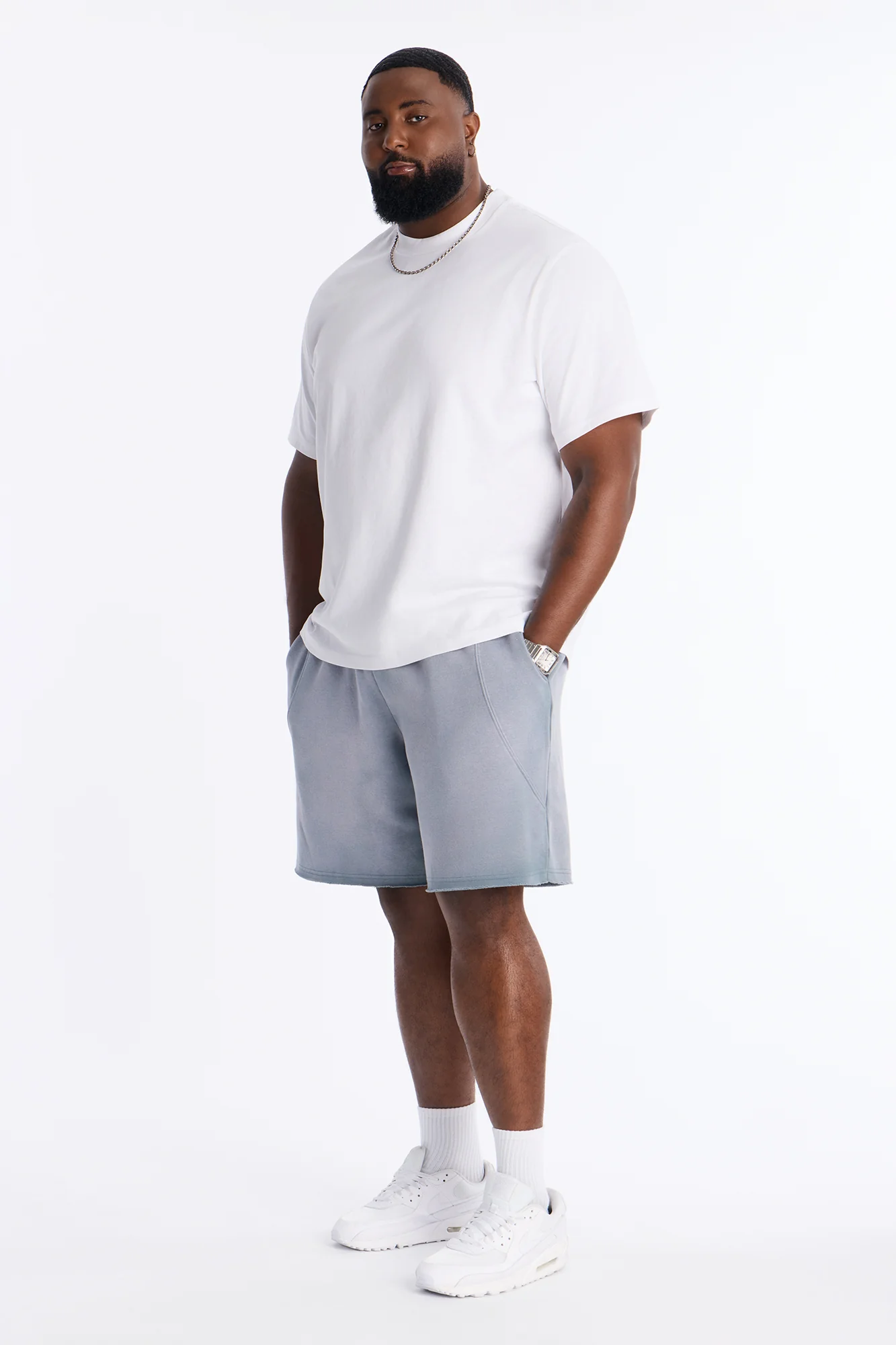 Boiler Washed Raw Hem Sweatshort - Slate Blue - Image 6