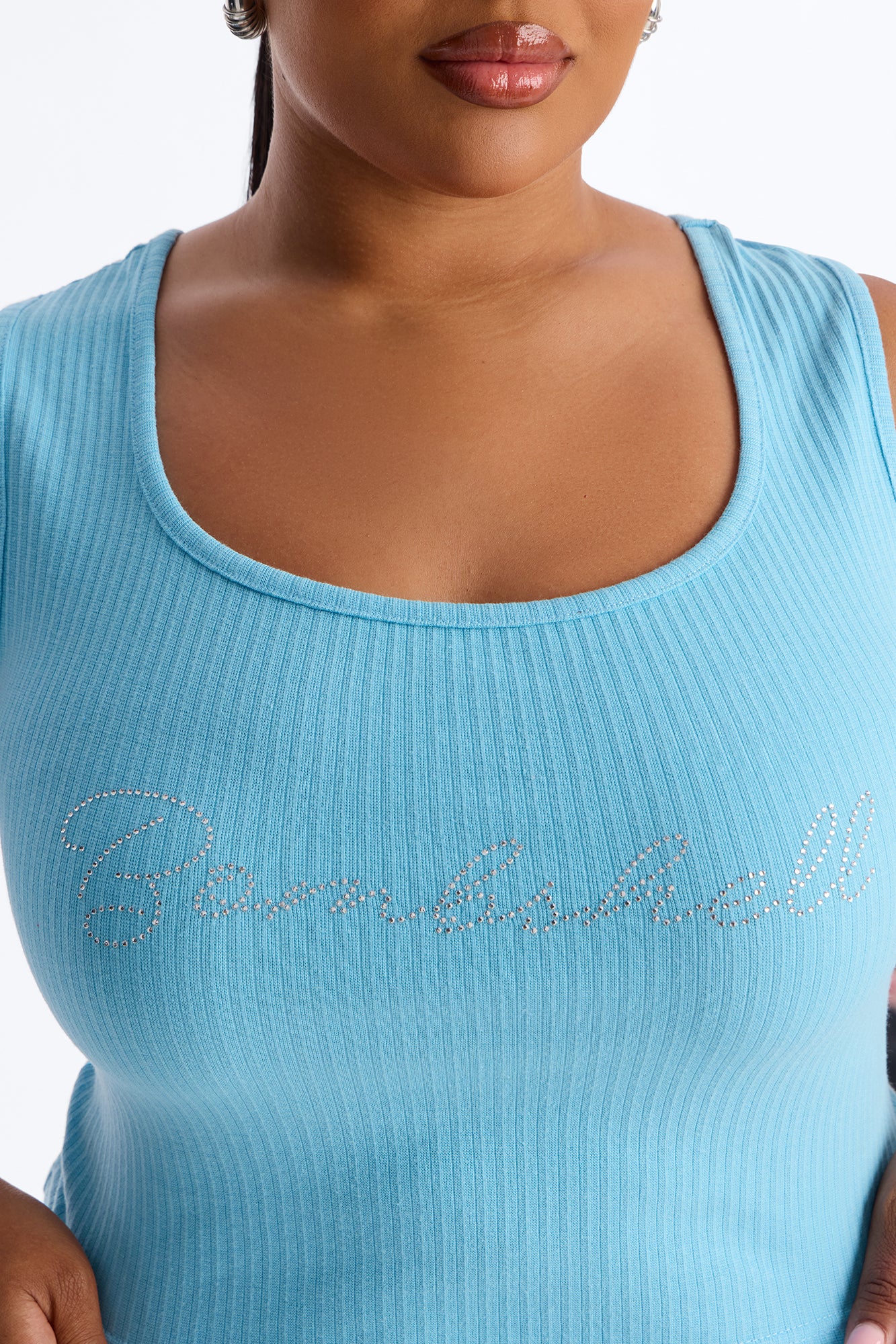 Bombshell Fold Over Waist Short Set - Light Blue - Image 7