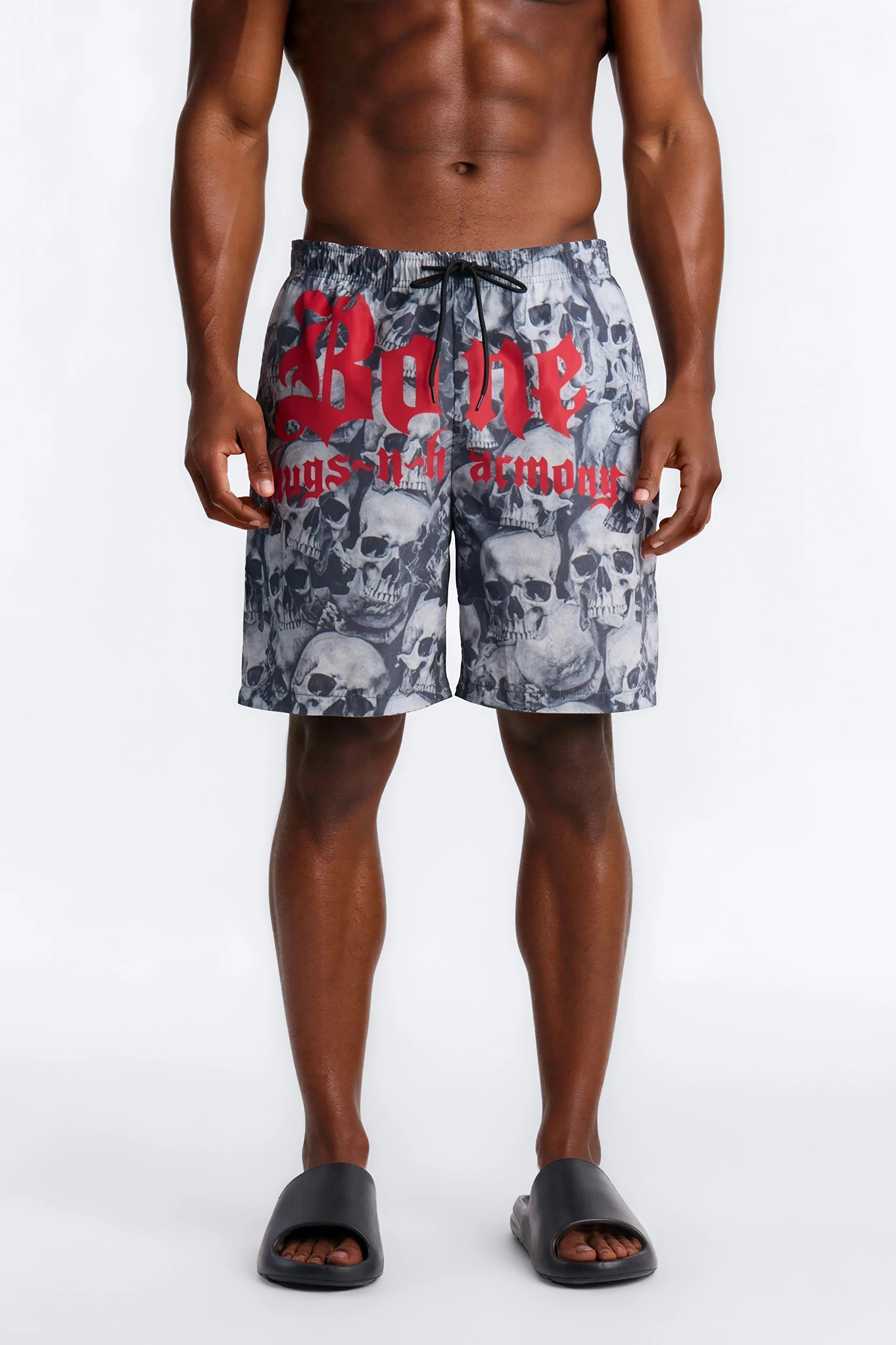 Bone Thugs And Harmony Printed Swim Trunk 7″ - Grey
