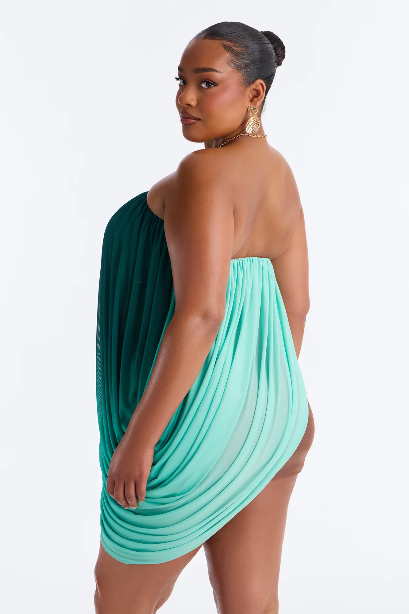 Bora Bora Ombre Asymmetrical Mesh Top - Teal/combo - Image 7