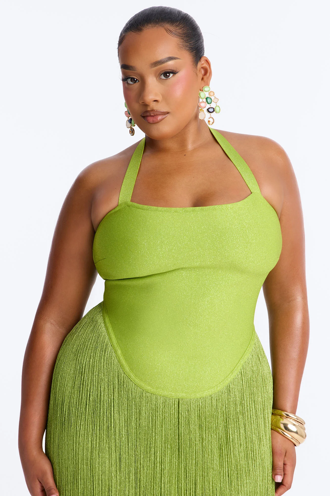 Bossy Tiara Glitter Bandage Maxi Dress - Chartreuse - Image 6