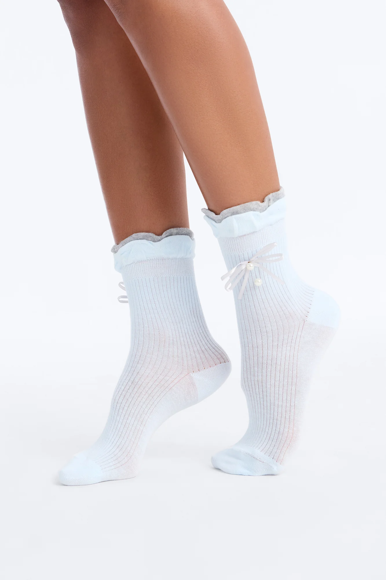 Bows And Pearls 2 Pack Crew Socks - Blue/combo - Image 2