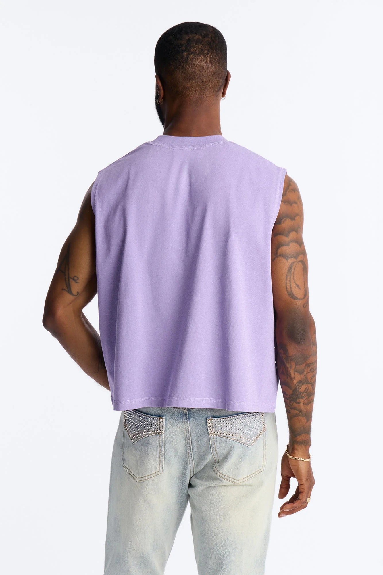 Boxy Cropped Caliber Muscle Tee - Purple - Image 4
