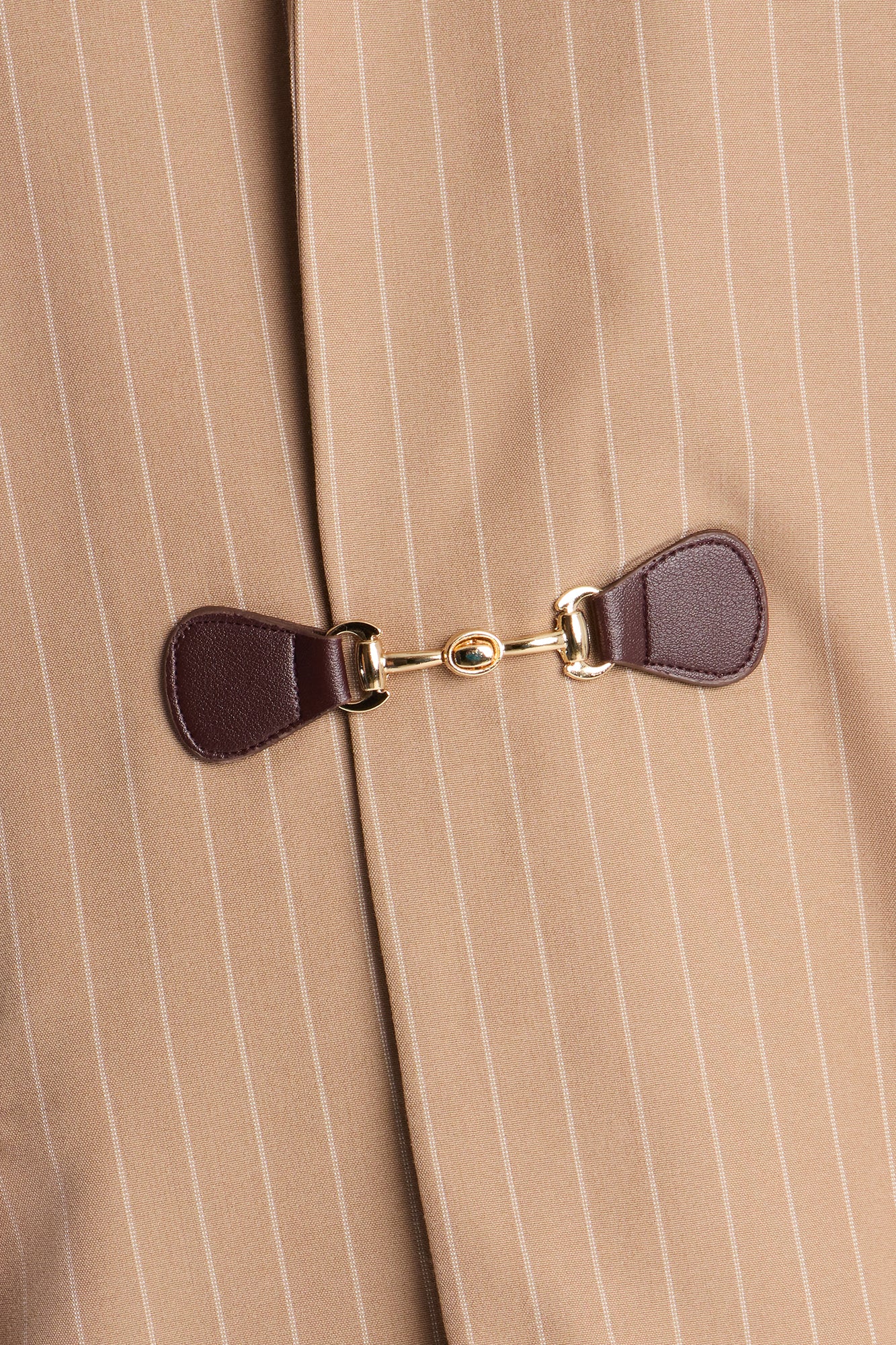 Boxy Cropped Pin Striped Cut Out Blazer - Tan - Image 8