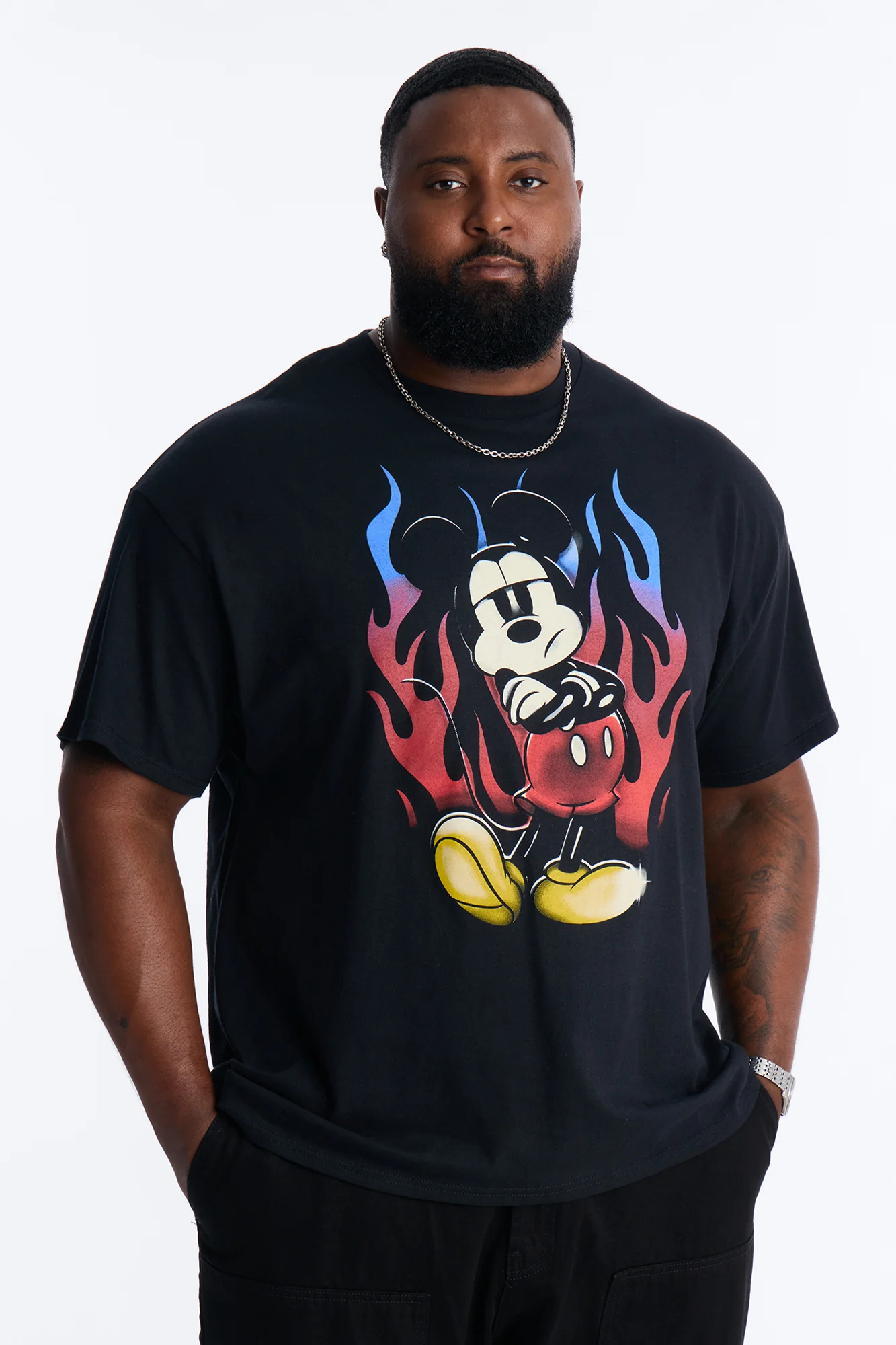 Boxy Disney Mickey Mouse Moto Flame Short Sleeve Tee - Black - Image 4