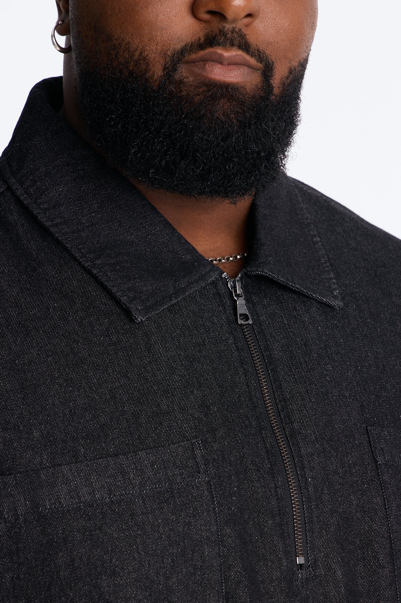 Boxy Marion Denim Quarter Zip Polo - Black - Image 7
