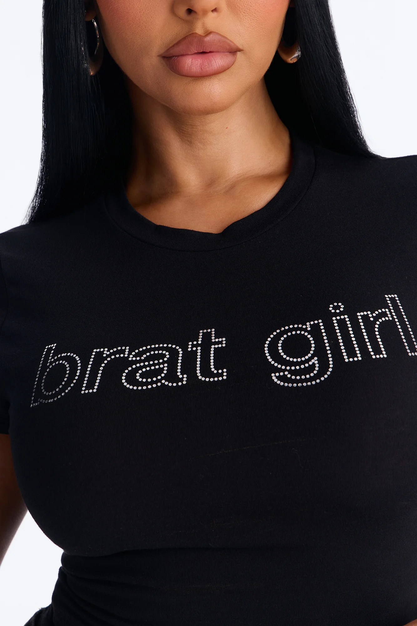 Brat Girl Silver Foil Baby Tee - Black - Image 3