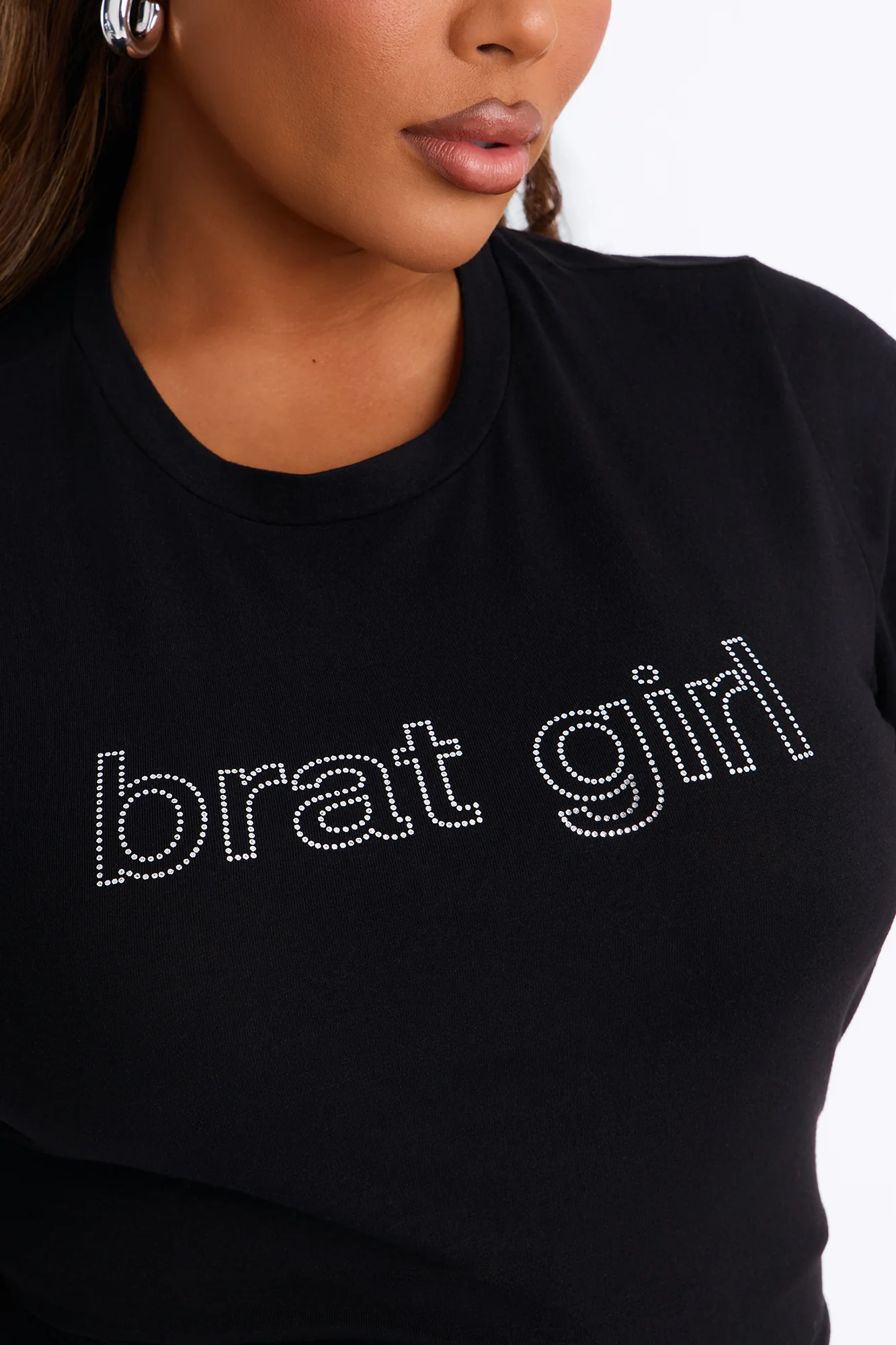 Brat Girl Silver Foil Baby Tee - Black - Image 7