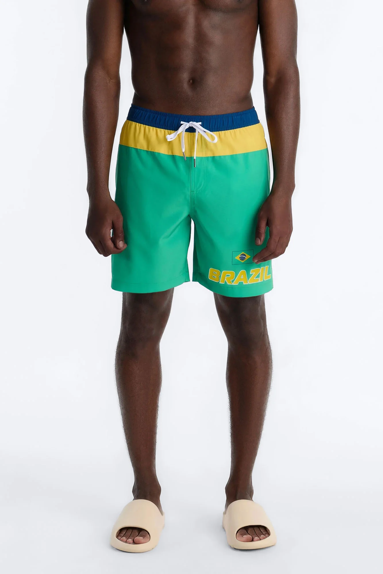 Brazil International Printed Swim Trunk 7″ - Green