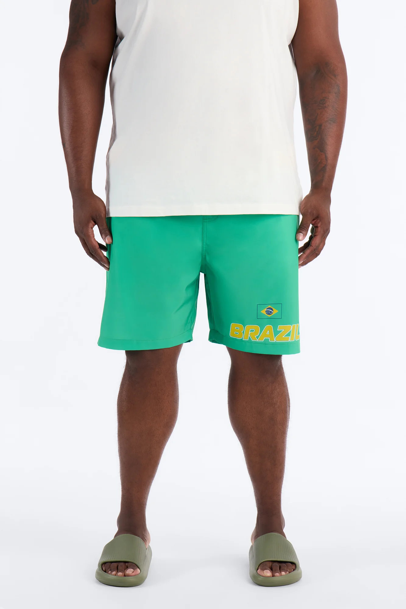 Brazil International Printed Swim Trunk 7″ - Green - Image 5