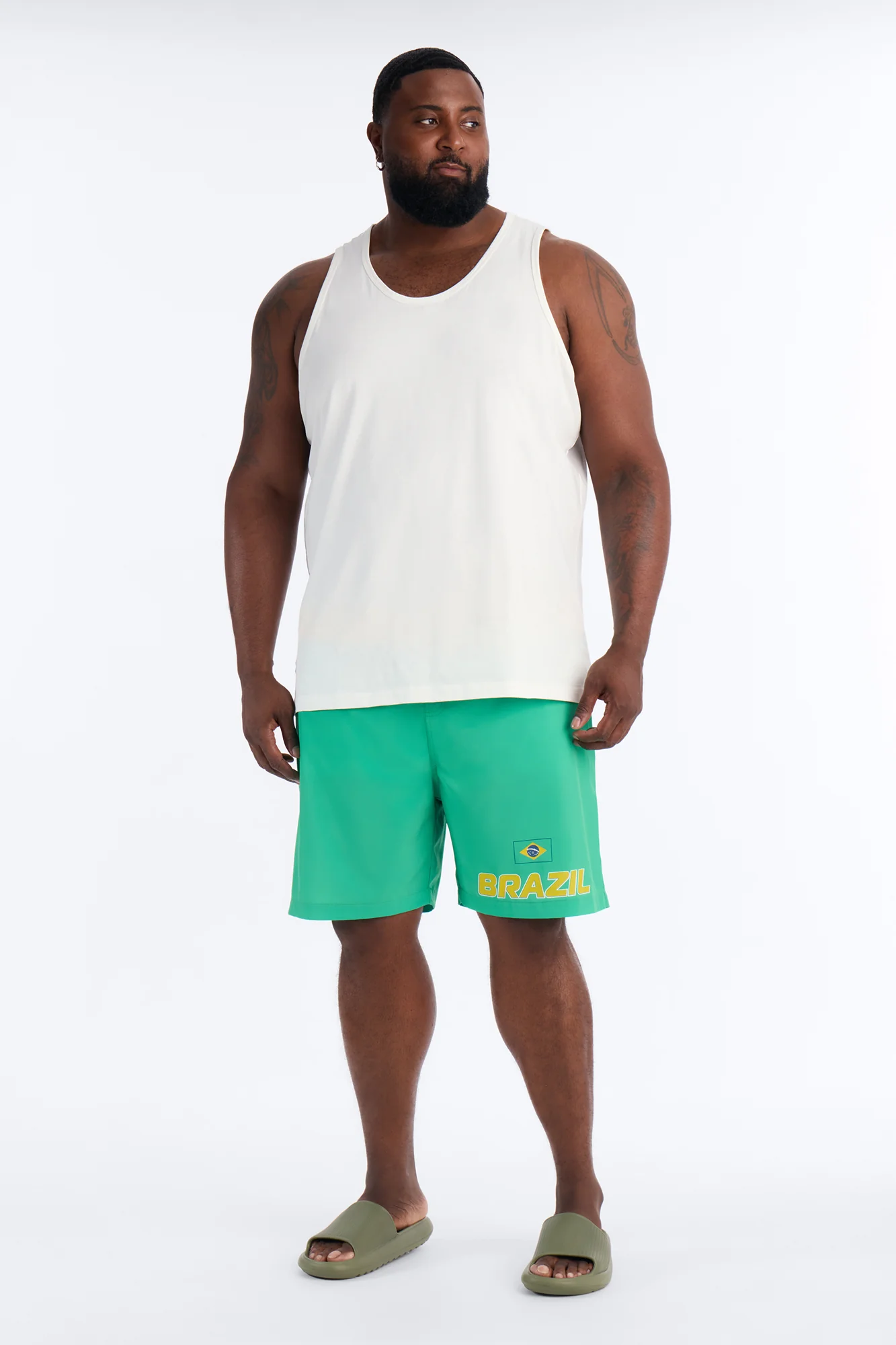Brazil International Printed Swim Trunk 7″ - Green - Image 6