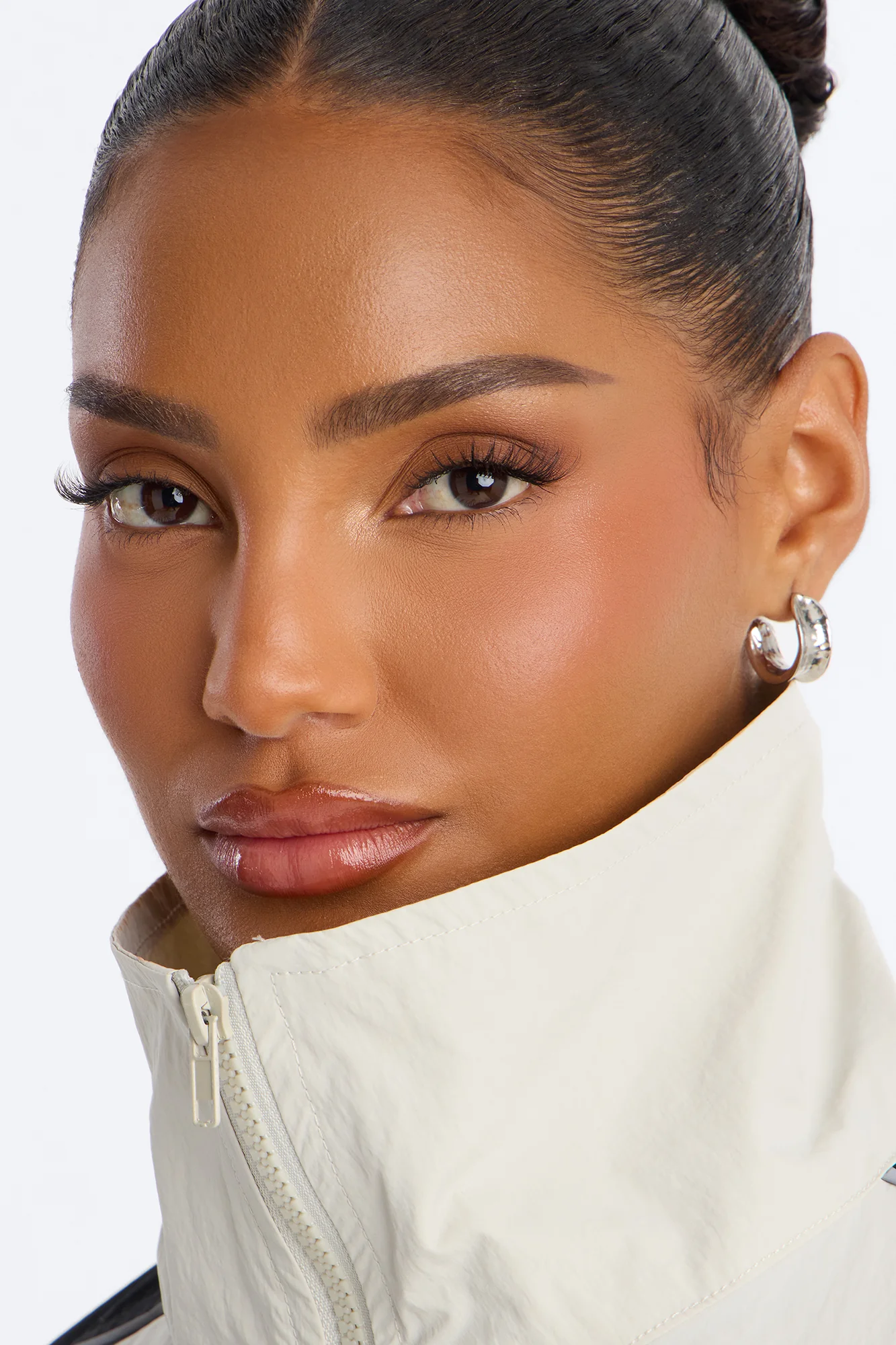 Break A Sweat Windbreaker Funnel Neck Track Jacket - Taupe/combo - Image 3