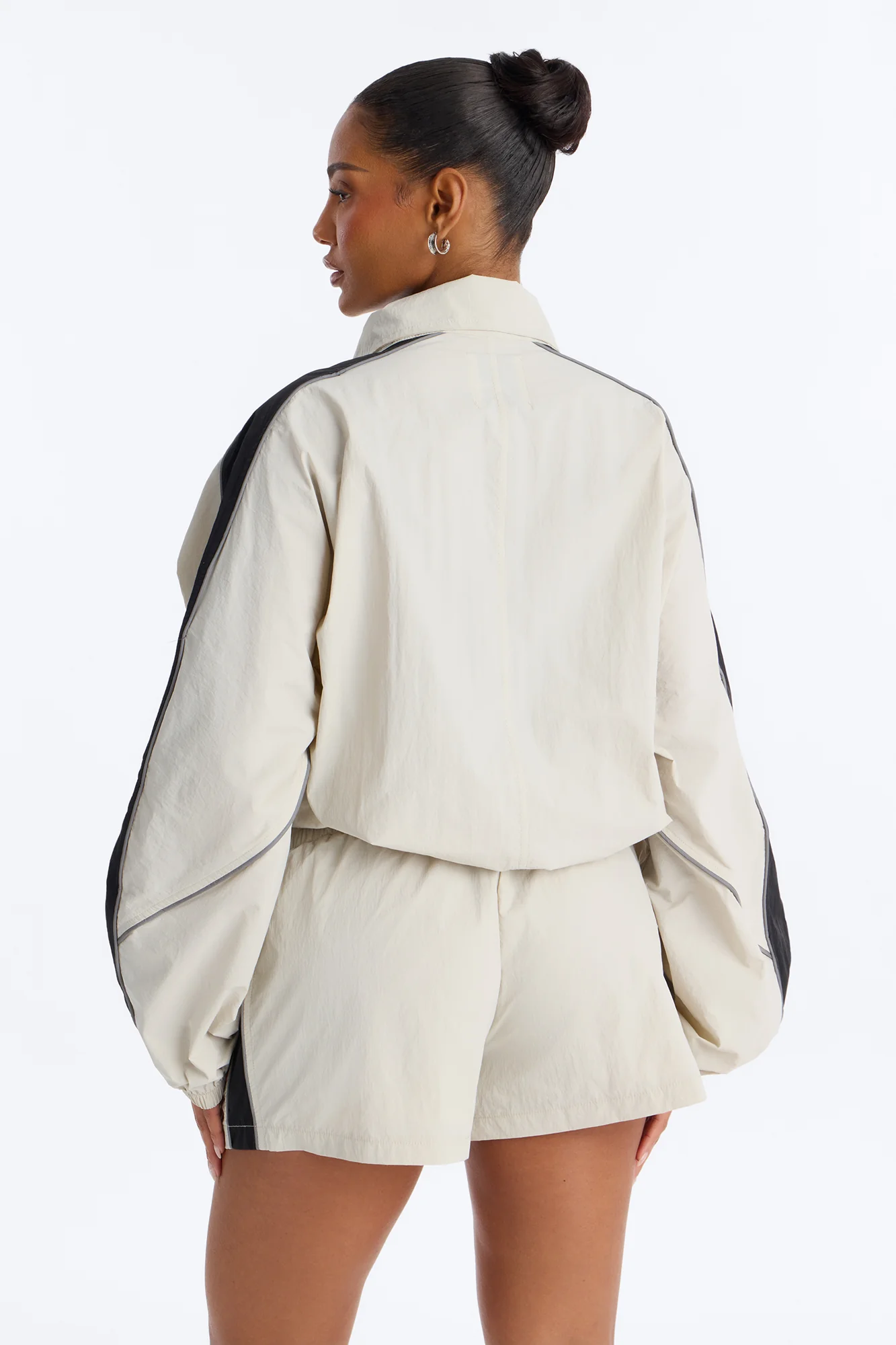 Break A Sweat Windbreaker Funnel Neck Track Jacket - Taupe/combo - Image 4