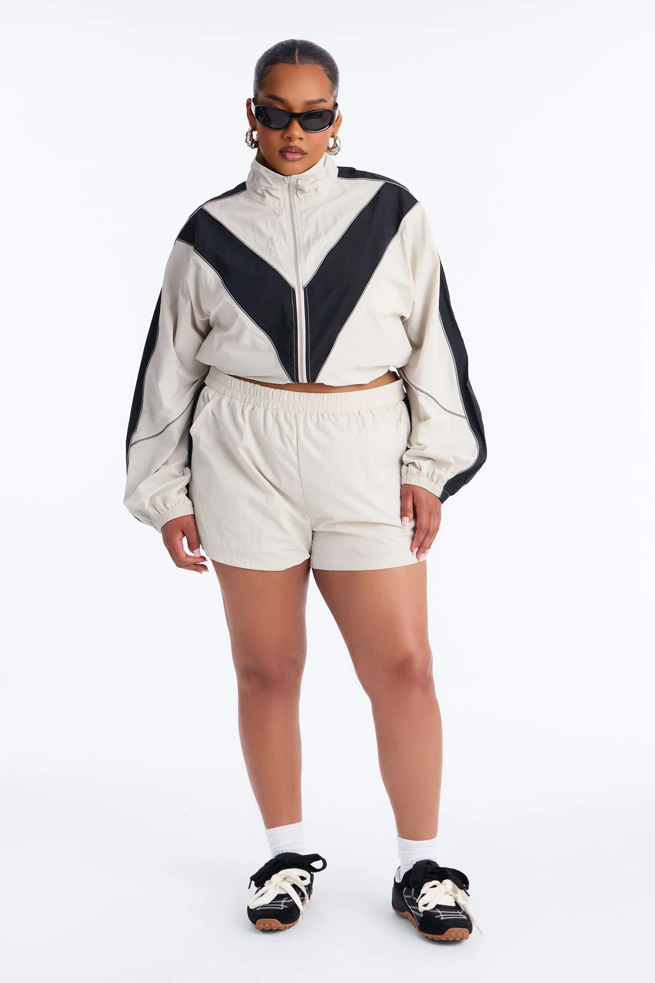 Break A Sweat Windbreaker Funnel Neck Track Jacket - Taupe/combo - Image 6
