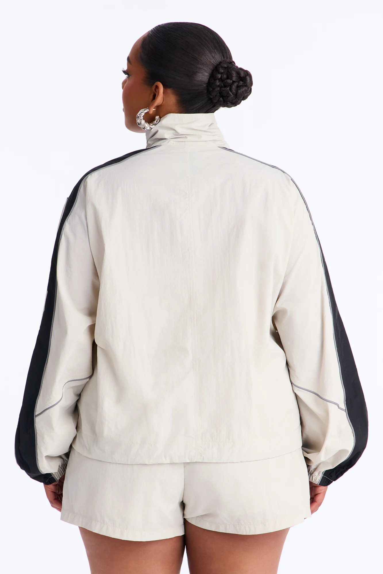 Break A Sweat Windbreaker Funnel Neck Track Jacket - Taupe/combo - Image 7