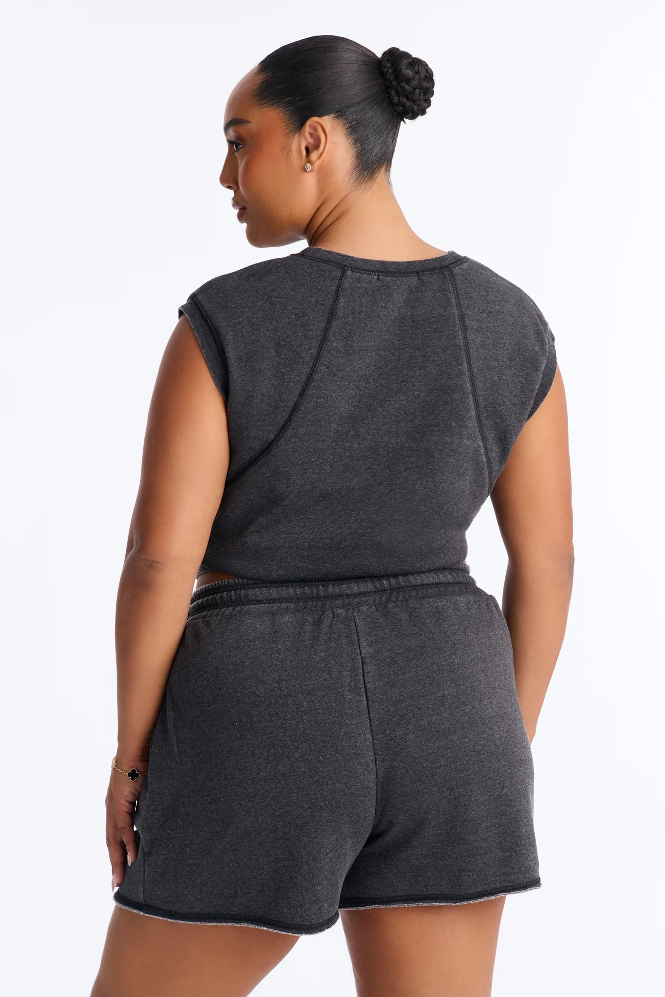 Bree Casual Sweatshort Set - Black - Image 7