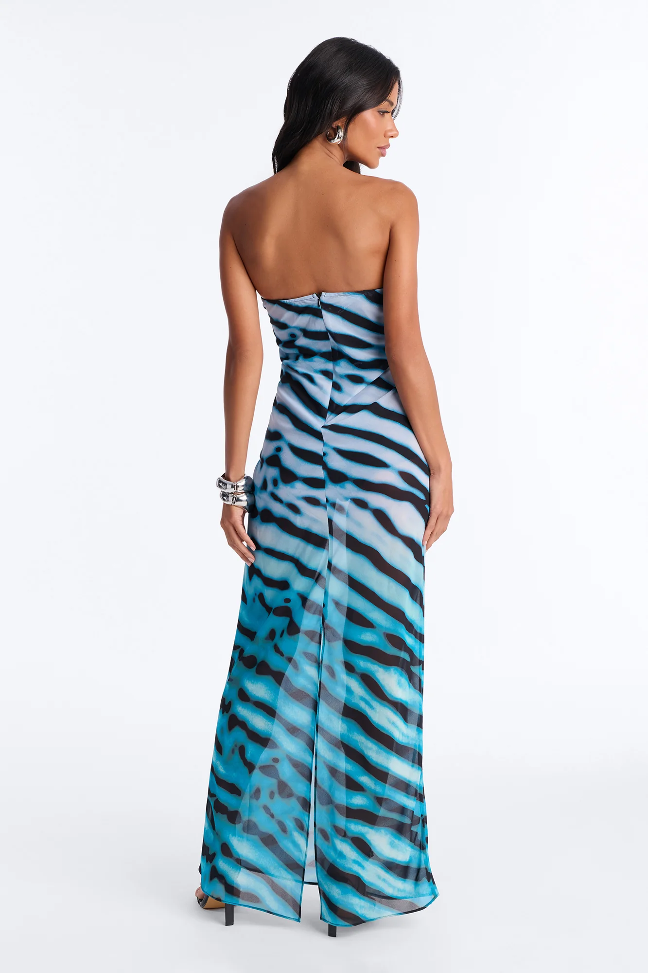 Brianna Strapless Chiffon Maxi Dress - Blue/combo - Image 4
