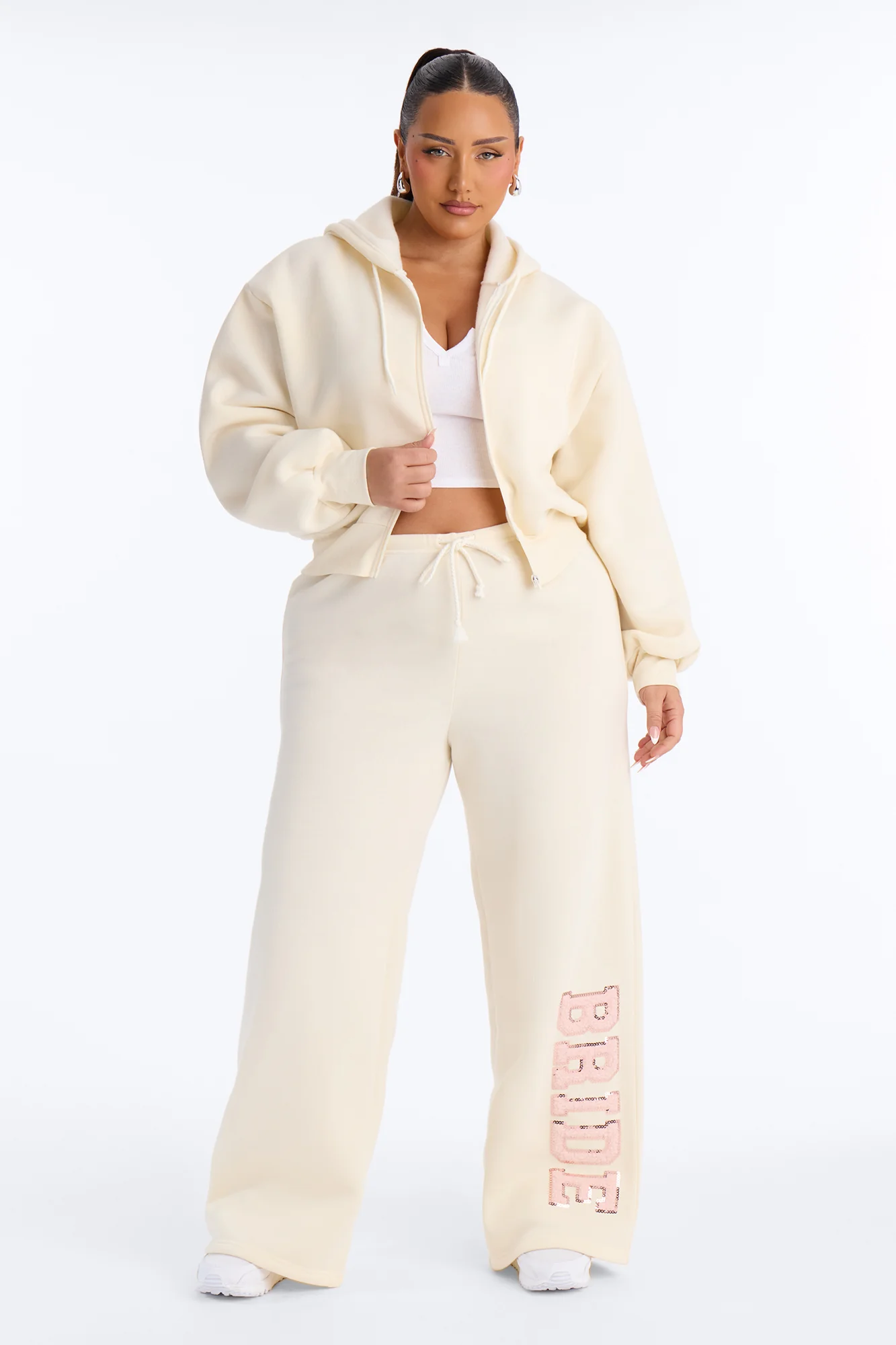 Bride To Be Fleece Pant Set - White/Pink - Image 5