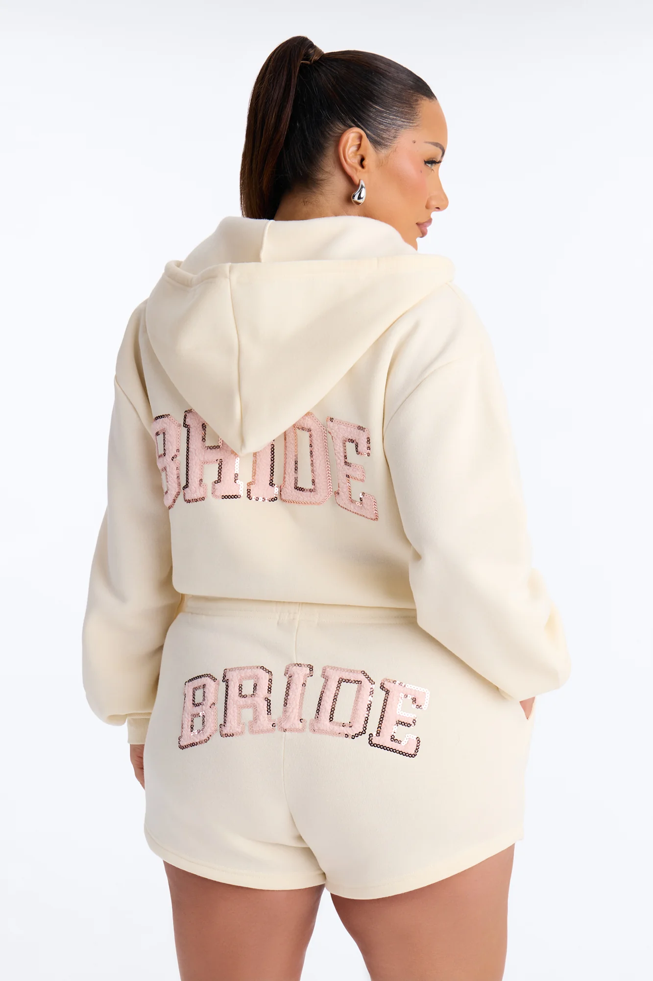 Bride To Be Fleece Short Set - White/Pink - Image 5