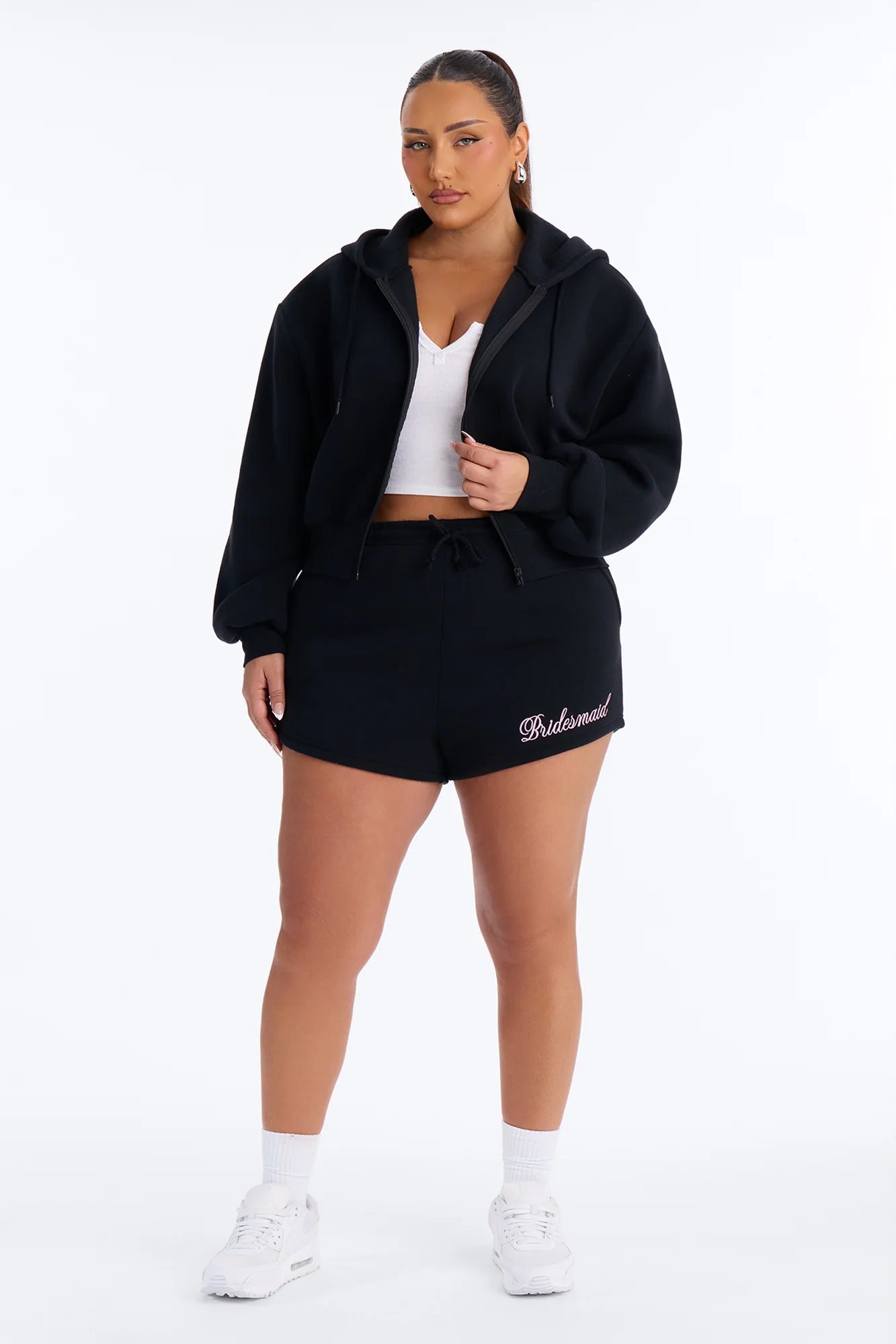 Bridesmaids Only Fleece Short Set - Black/Pink - Image 6