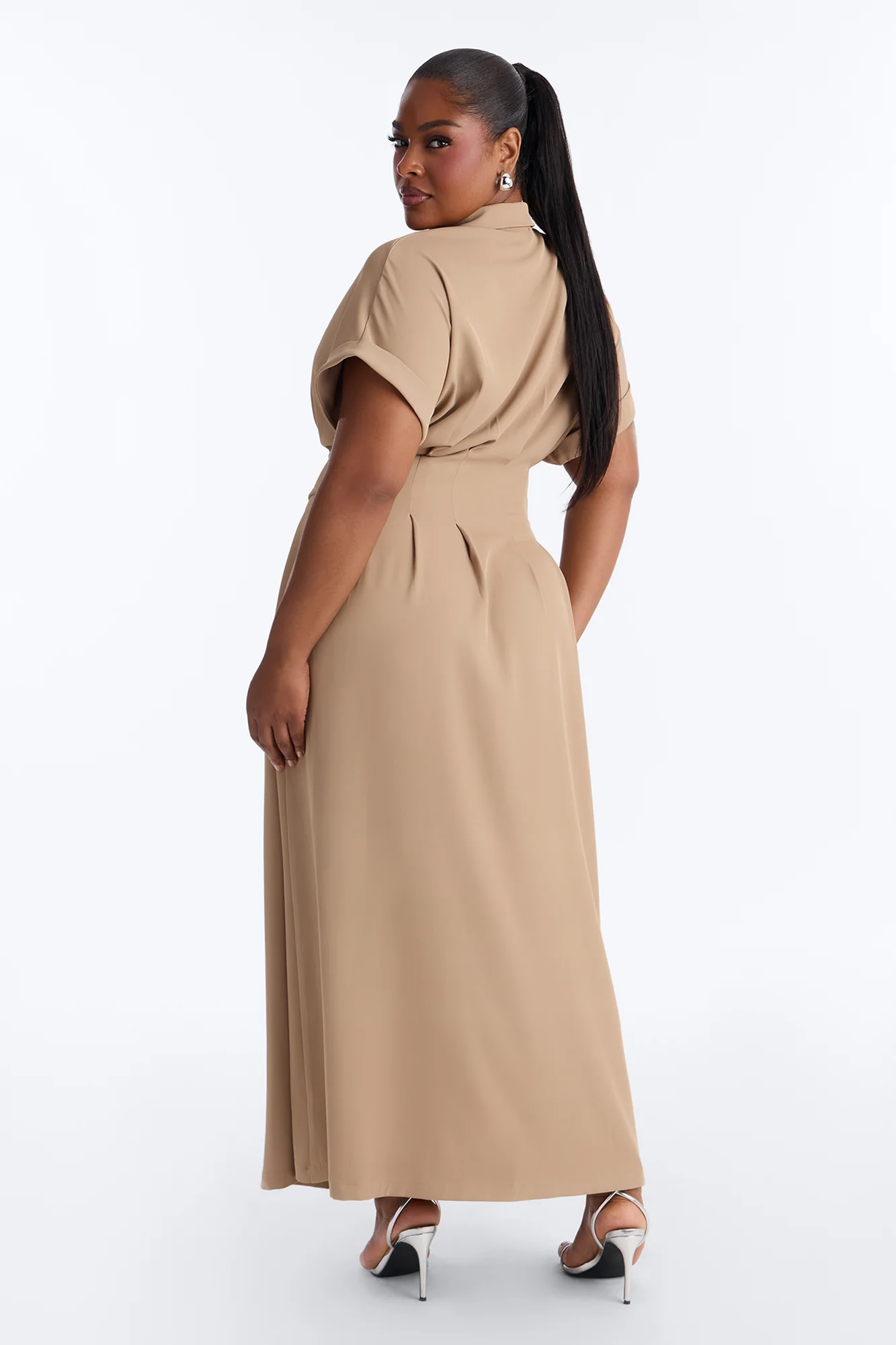 Bridgit Belted Maxi Dress - Taupe - Image 8