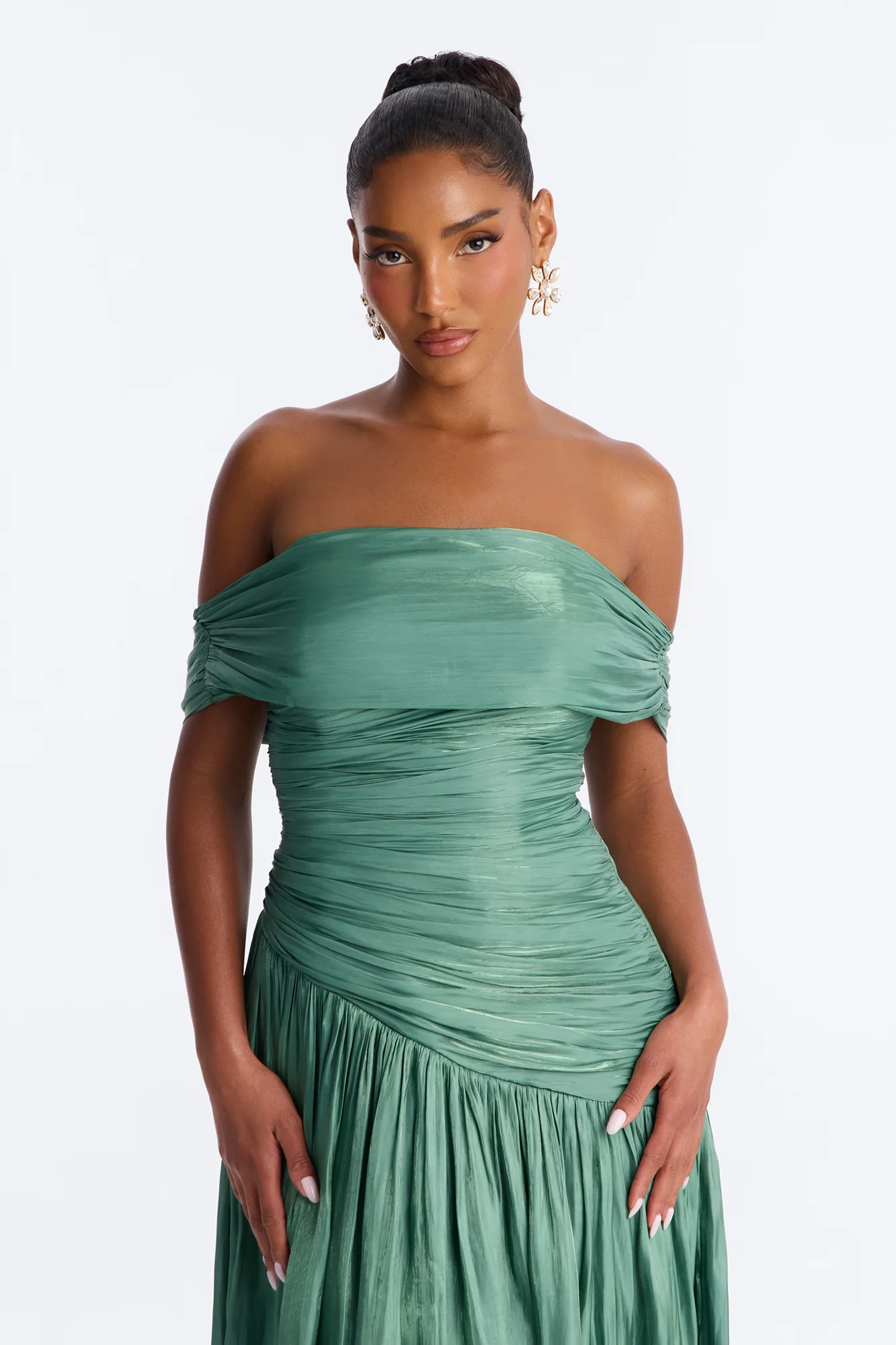 Brina Pleated Organza Gown - Sage - Image 2
