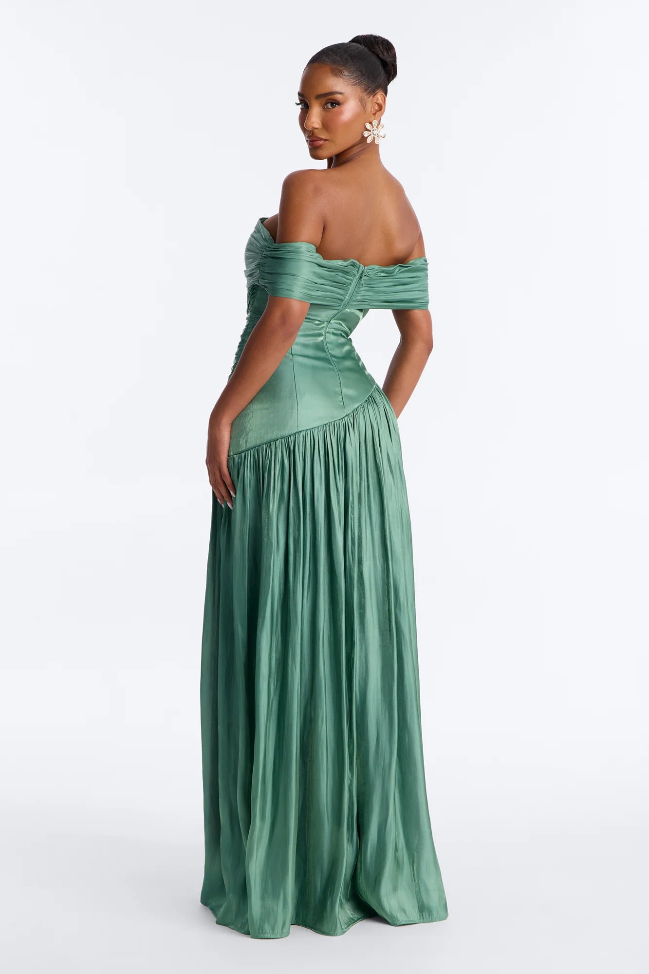 Brina Pleated Organza Gown - Sage - Image 3