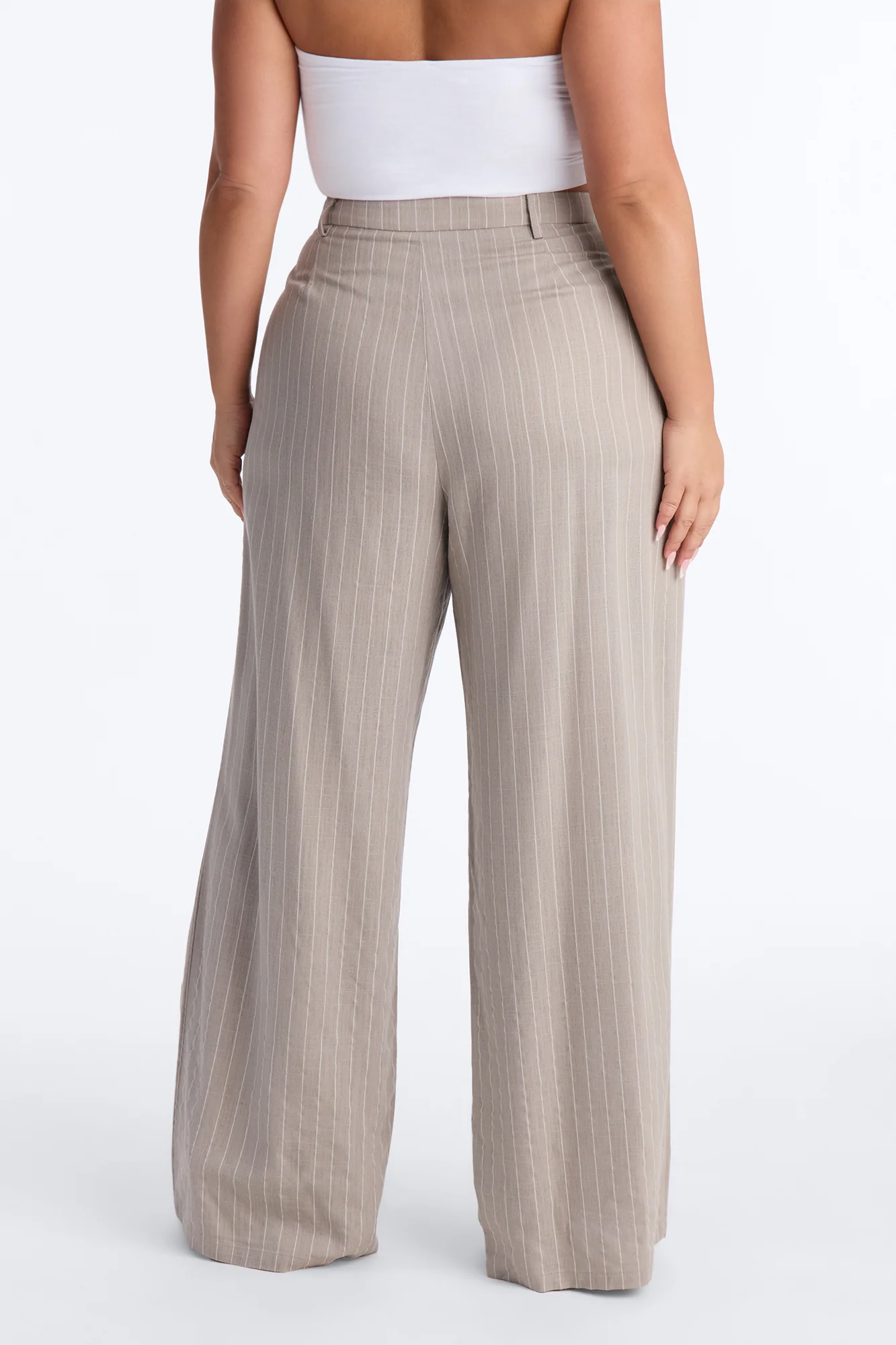Brittany High Waisted Pleated Wide Leg Trouser - Stone - Image 8