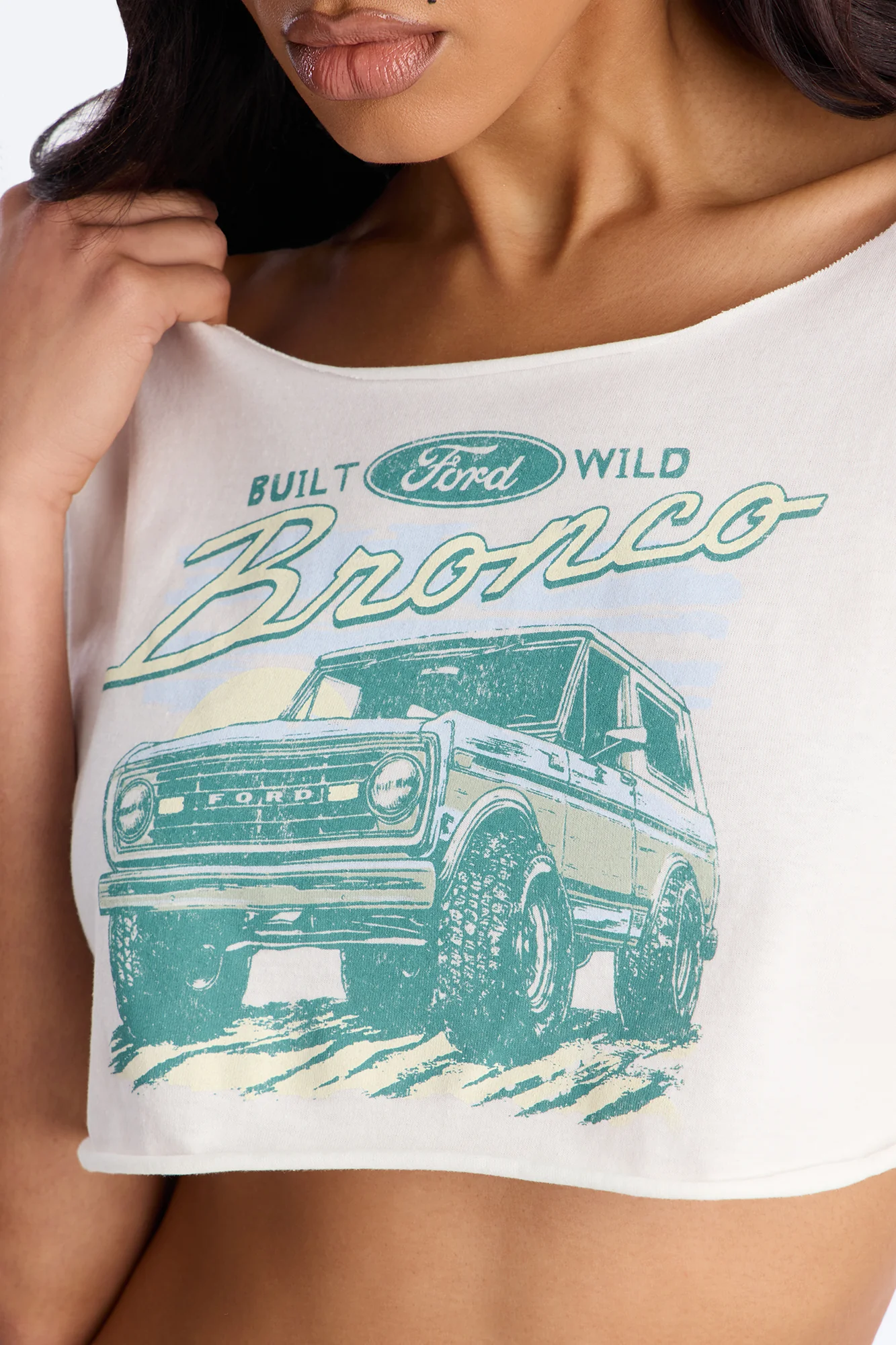 Bronco Off Shoulder Tee - Cream - Image 4