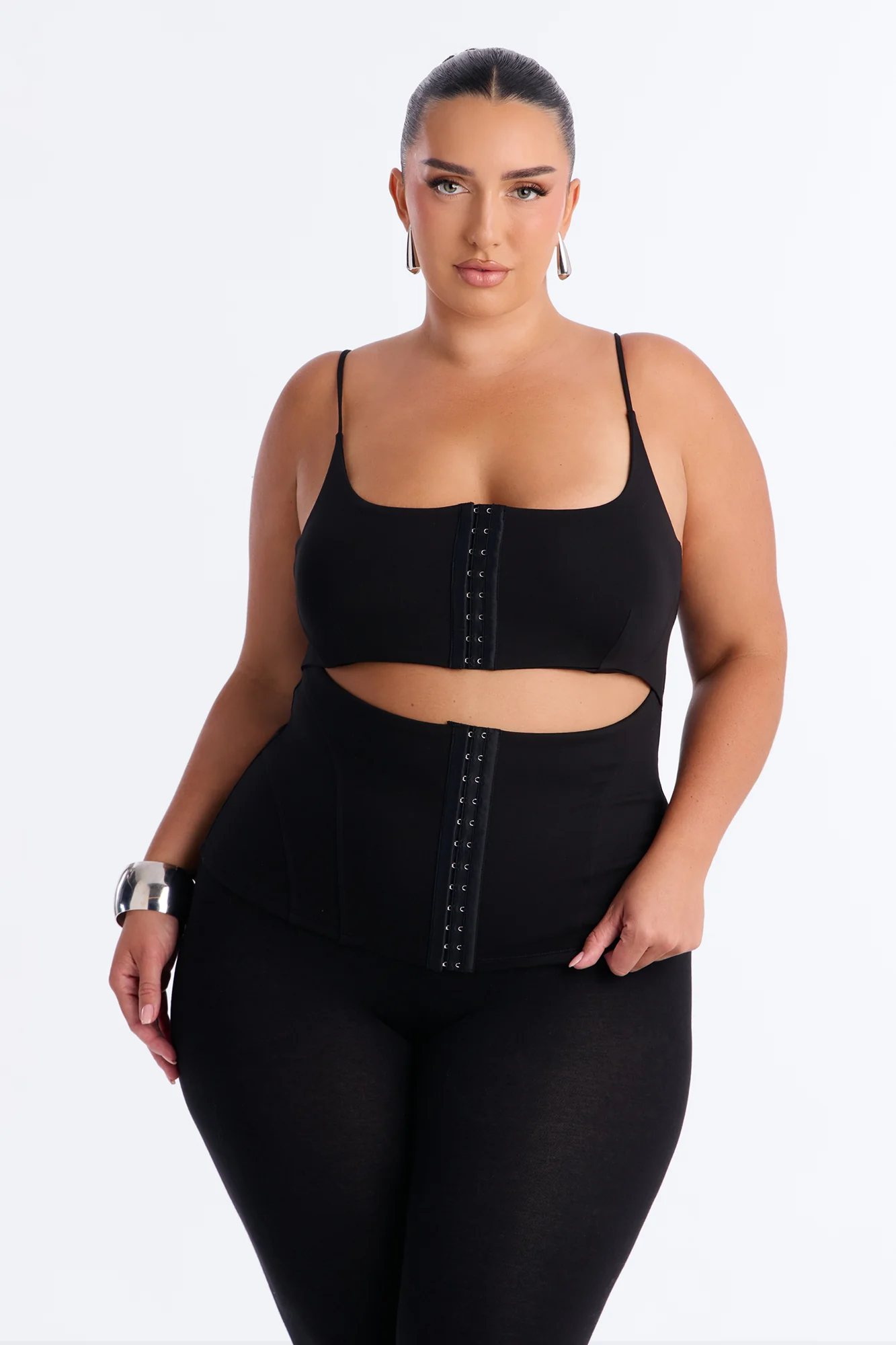 Brooke Hook and Eye Cut Out Top - Black - Image 5