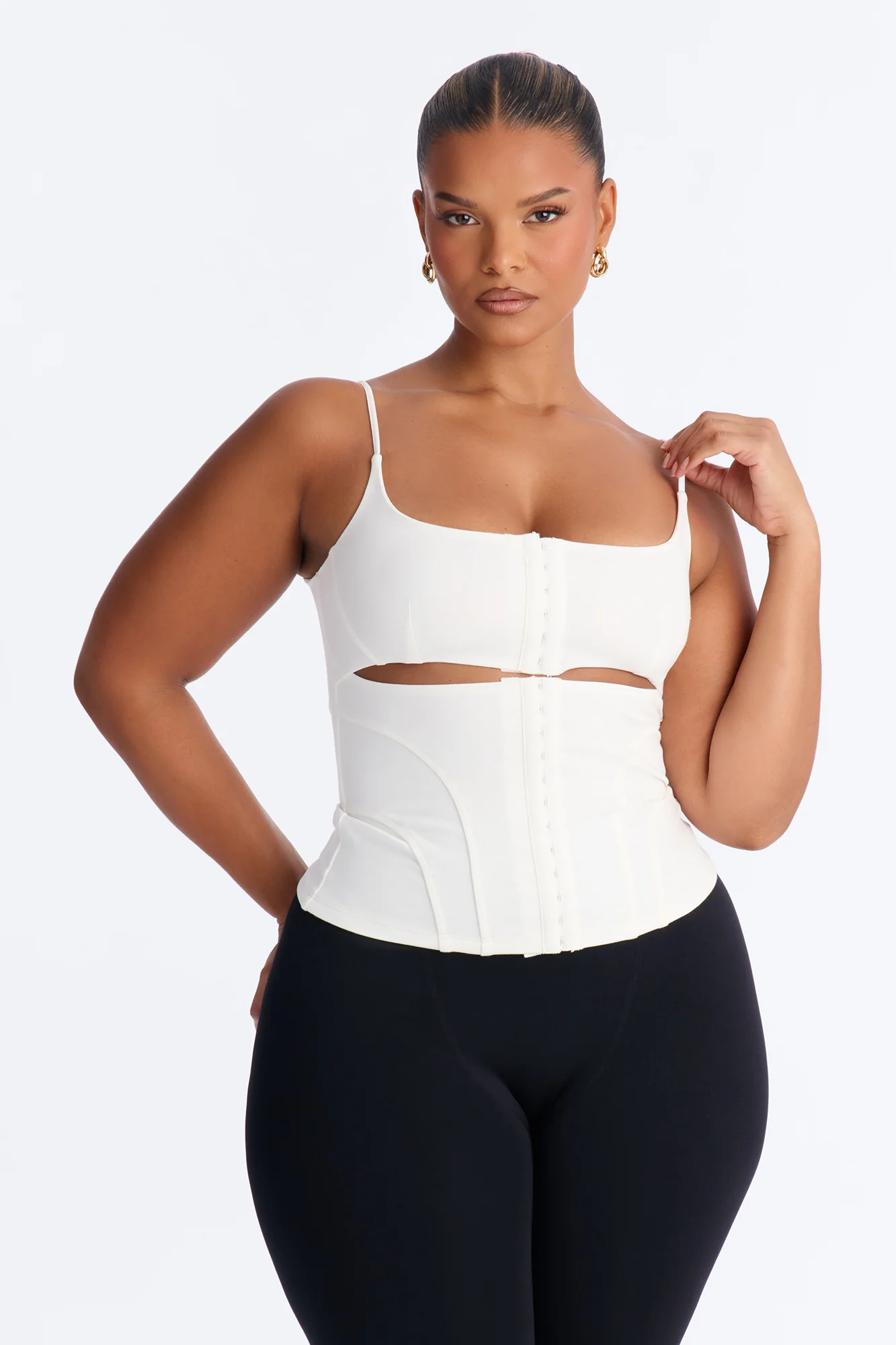 Brooke Hook and Eye Cut Out Top - White