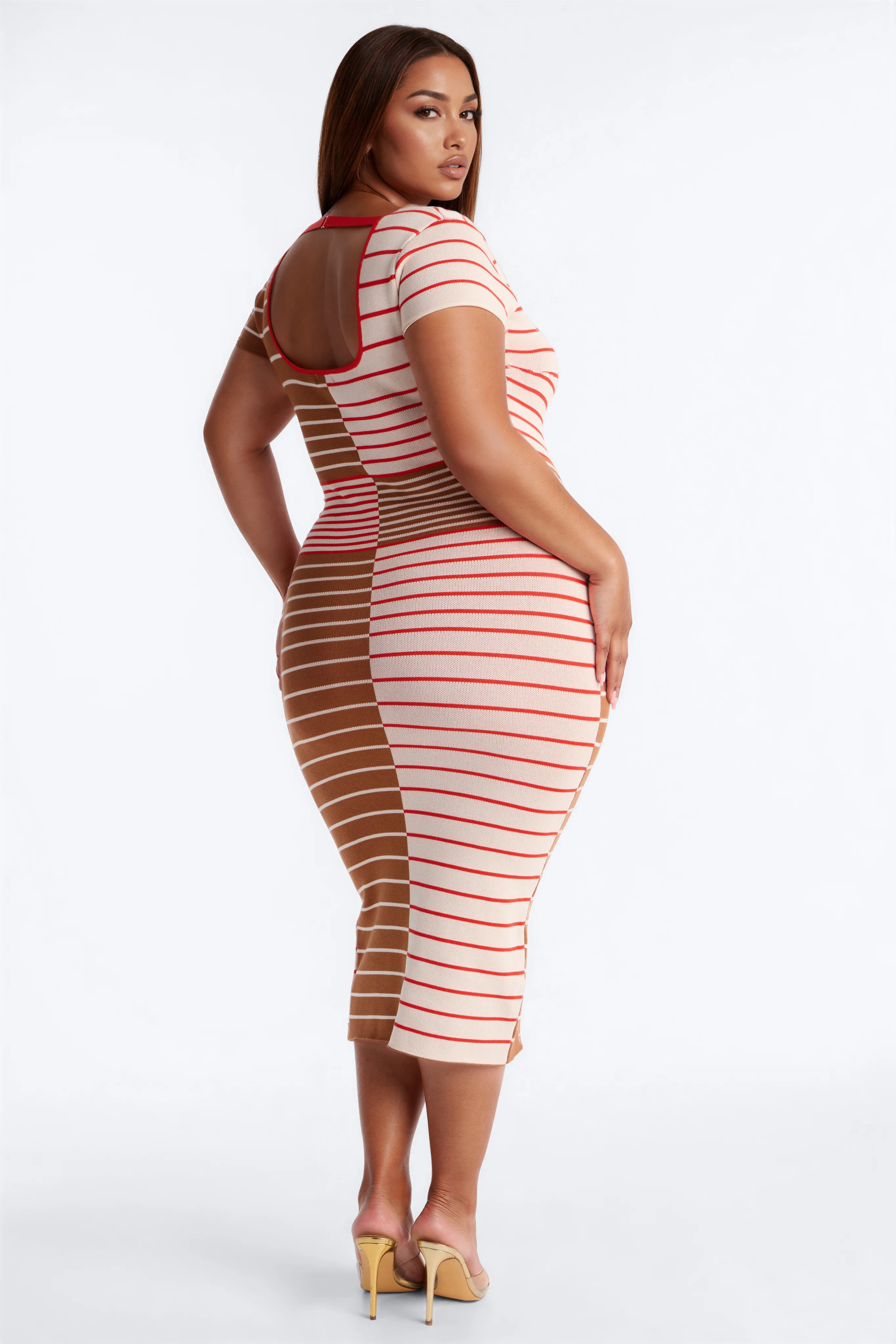 Brynn Striped Sweater Midi Dress - Brown/combo - Image 6
