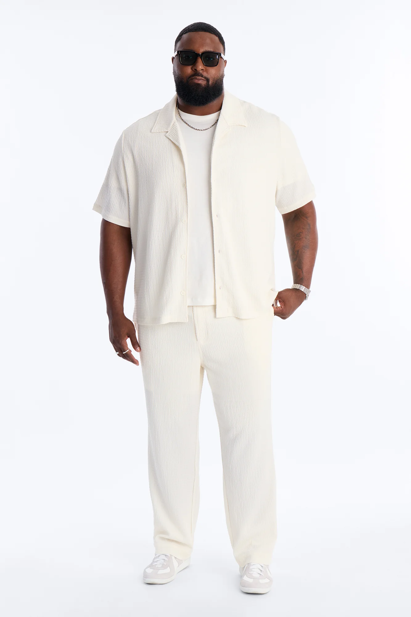 Burton Cuban Collar Button Up Shirt - Off White - Image 6
