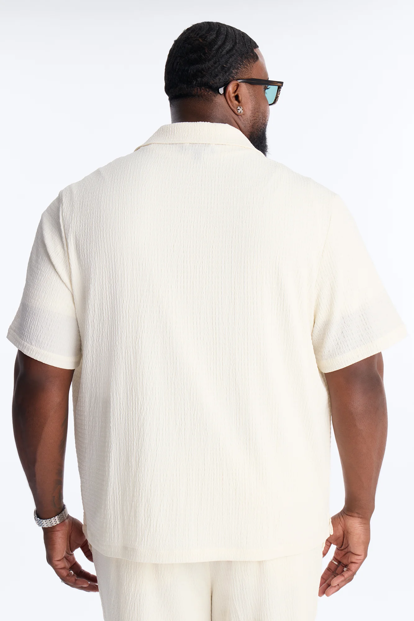 Burton Cuban Collar Button Up Shirt - Off White - Image 8