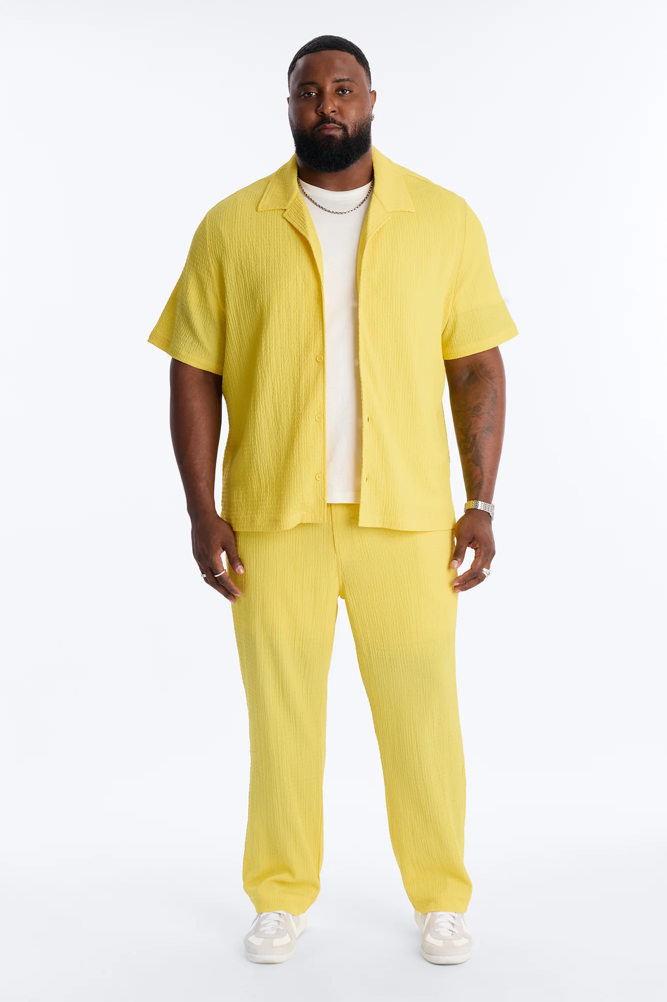 Burton Cuban Collar Button Up Shirt - Yellow - Image 6