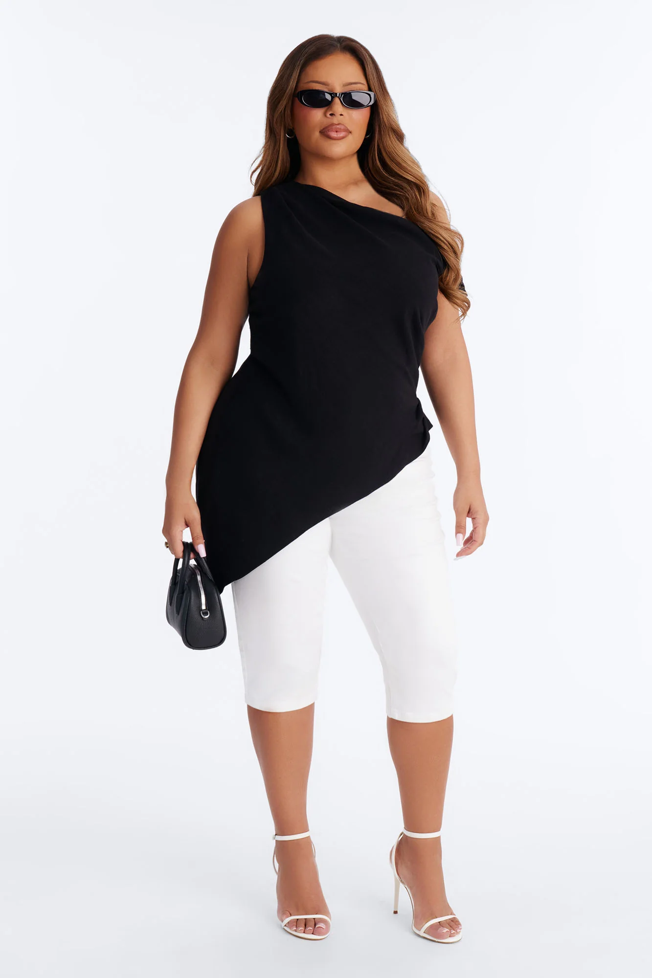 Butter And Baguettes Only One Shoulder Linen Top - Black - Image 5