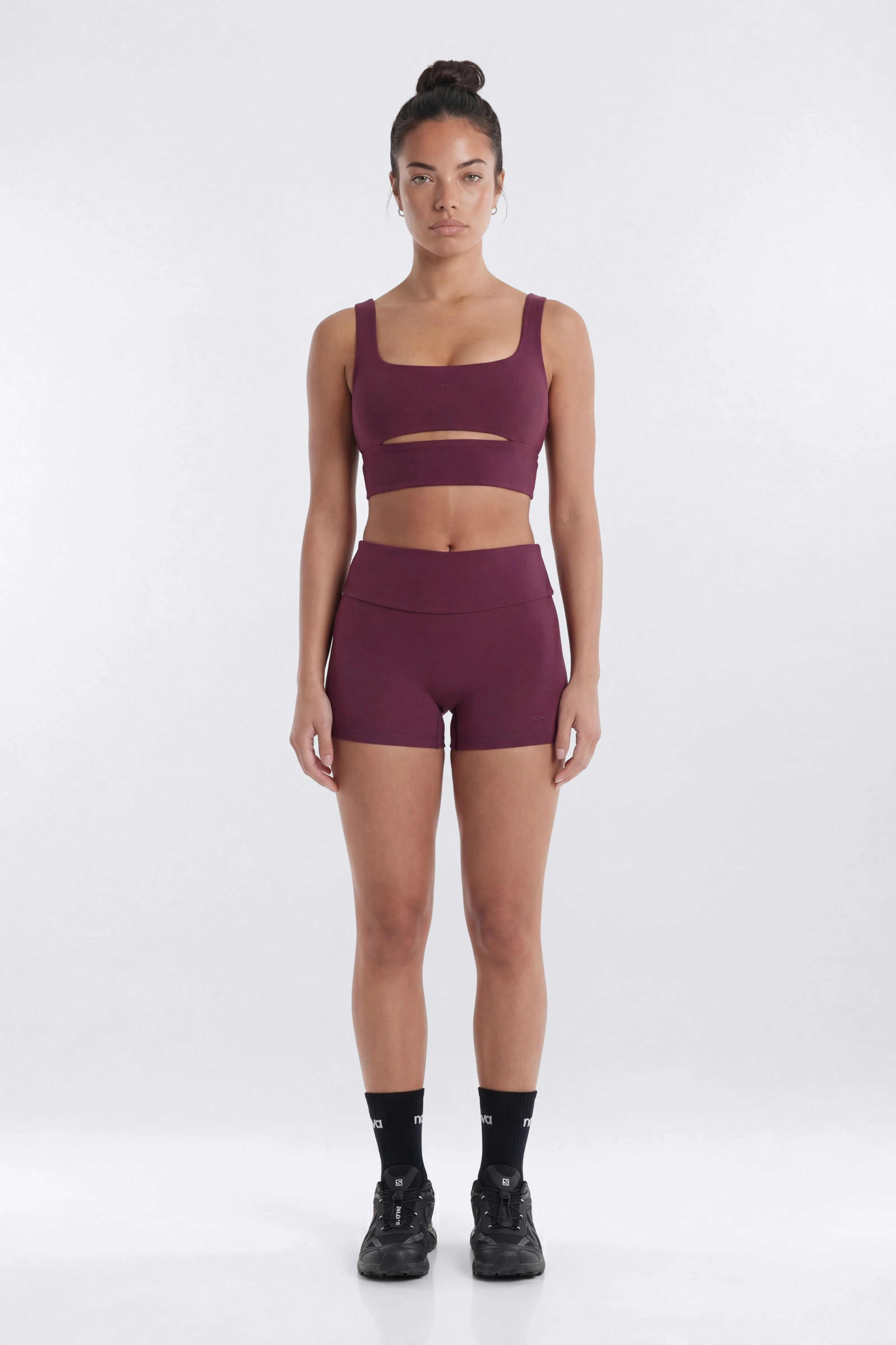 ButterSoft 3″ Foldover Biker Short - Merlot - Image 3