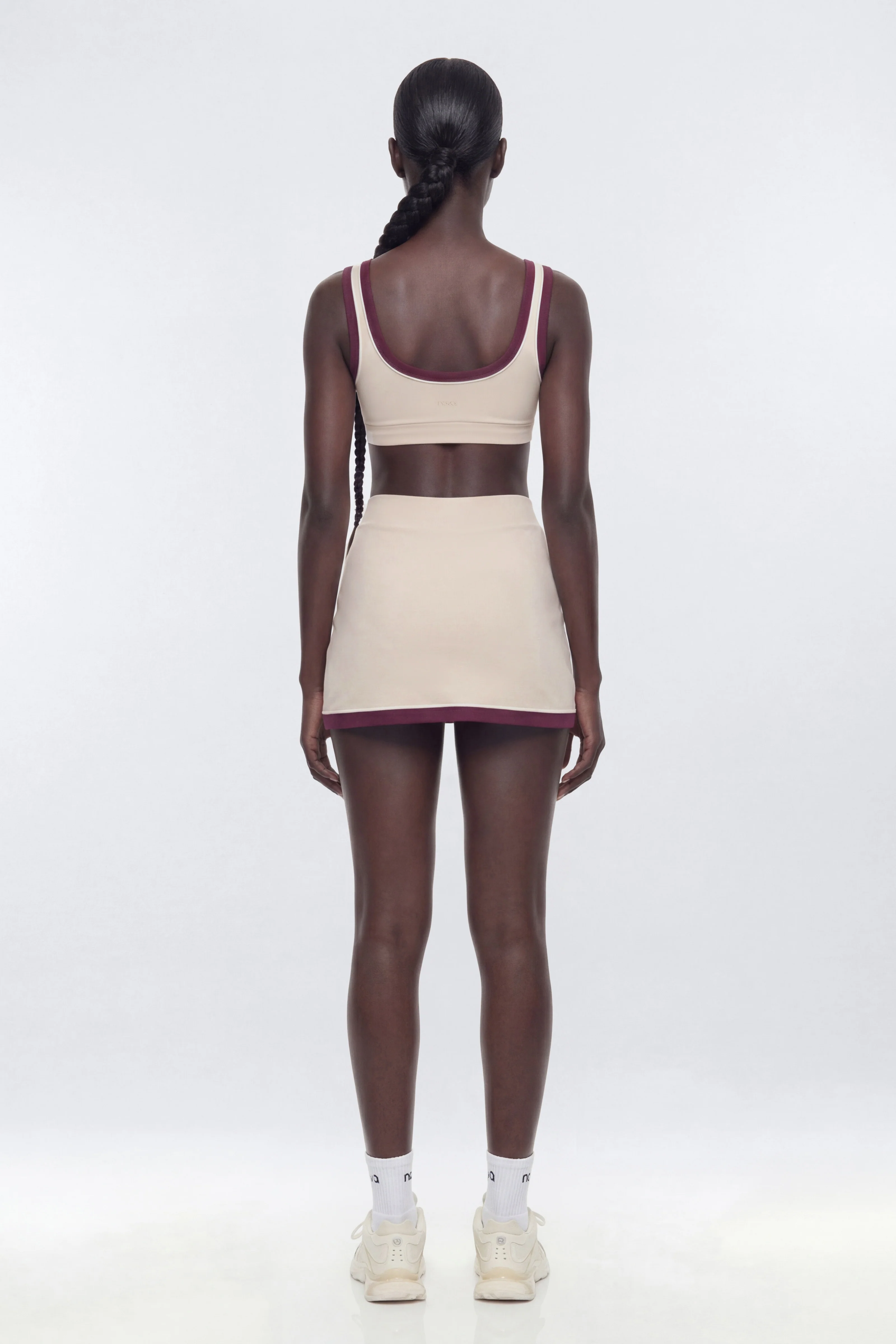 ButterSoft Contrast Trim Sports Skort - Oat Milk - Image 3