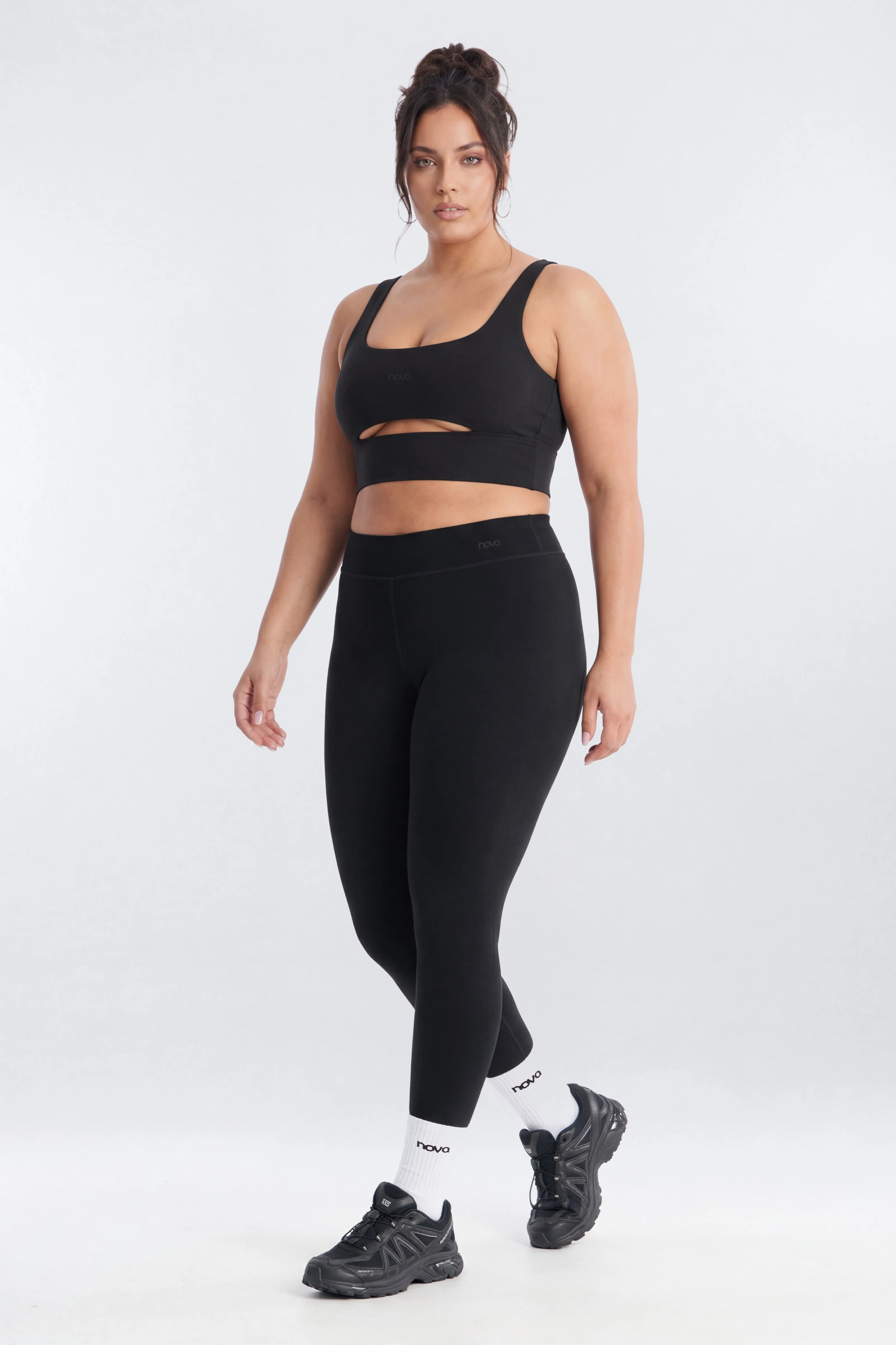 ButterSoft Cut Out Long Line Sports Bra - Black - Image 6