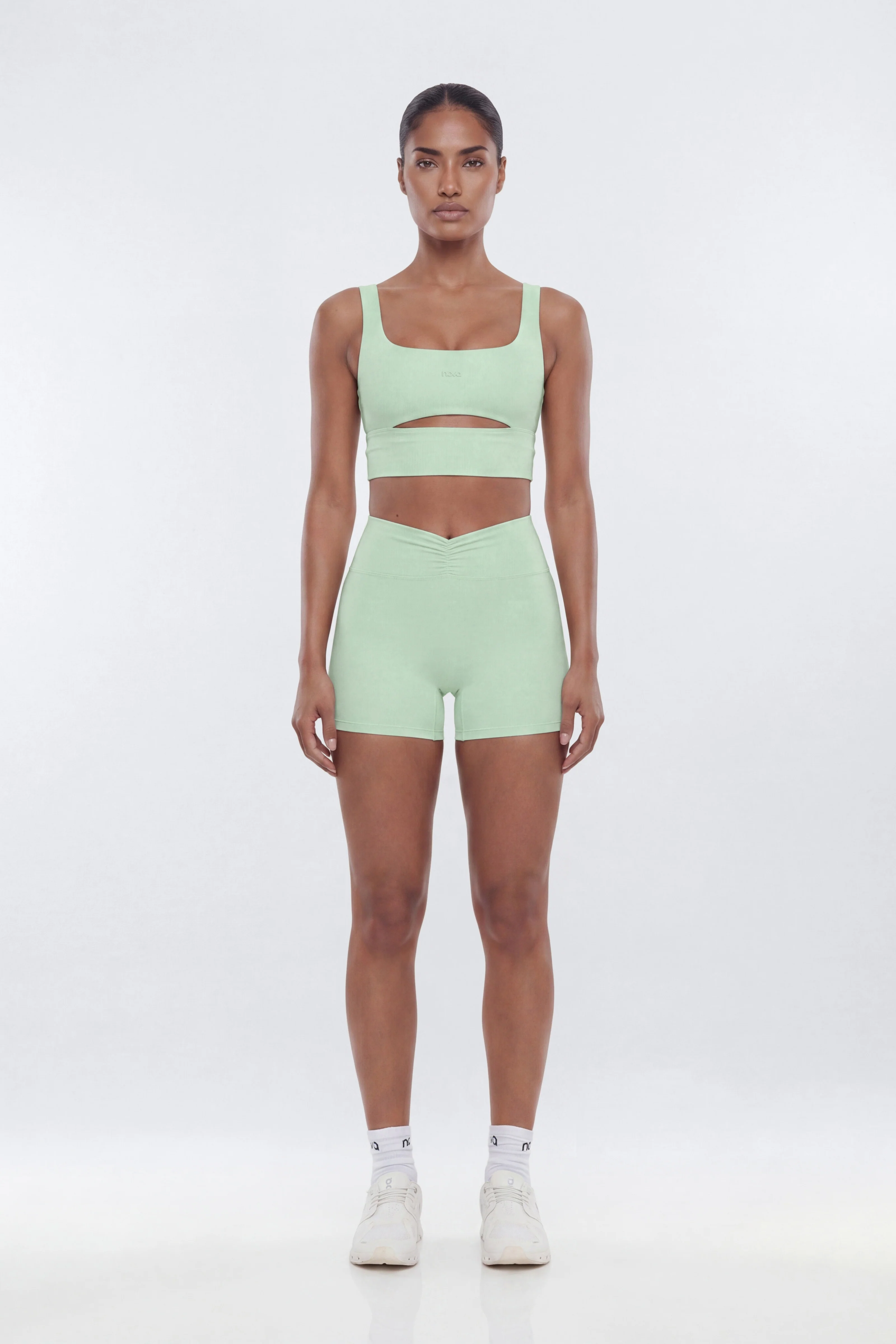 ButterSoft Cut Out Long Line Sports Bra - Cool Mint - Image 2