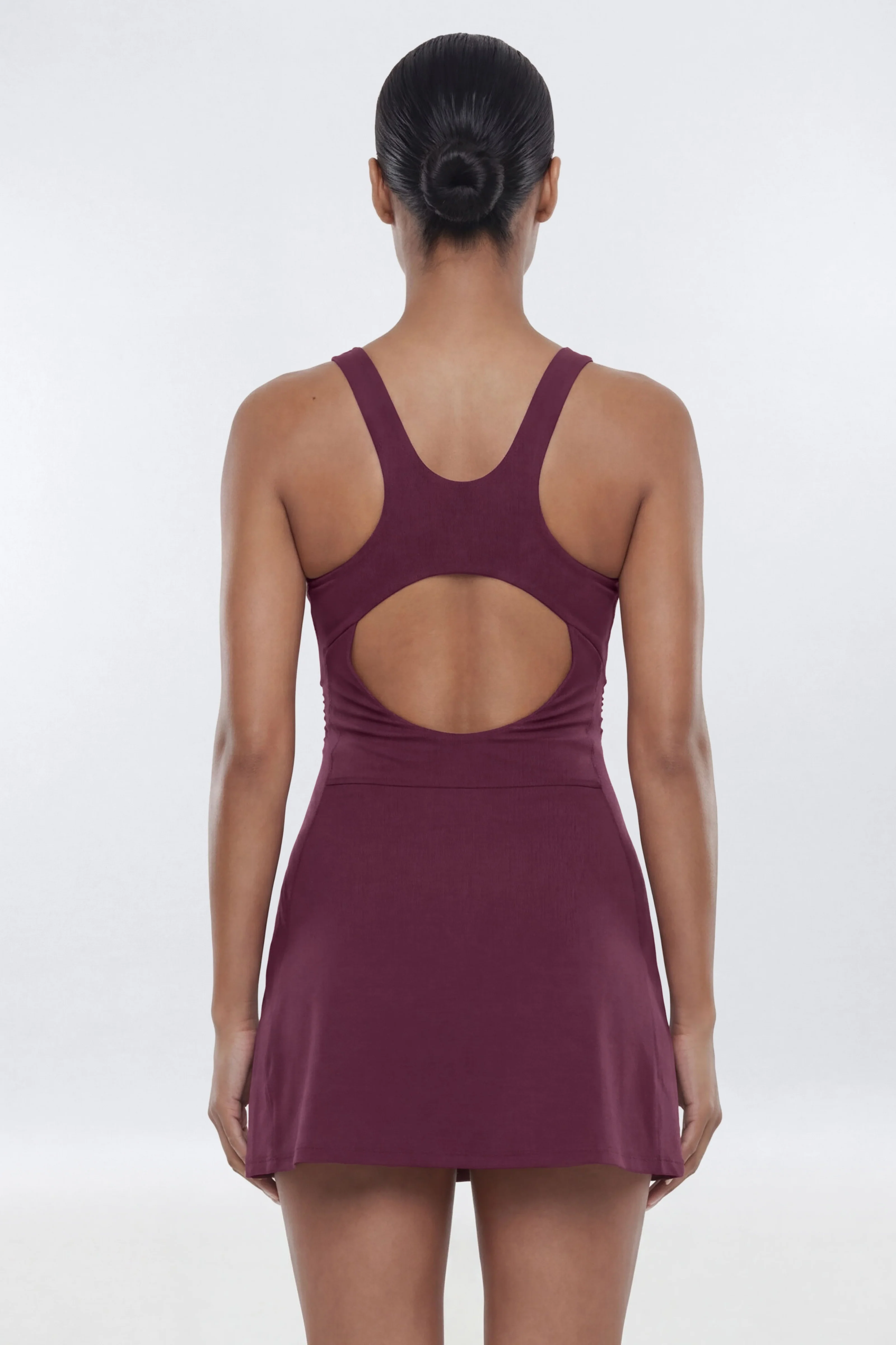 ButterSoft Cut Out Racerback 2-in-1 Active Dress - Merlot - Image 4