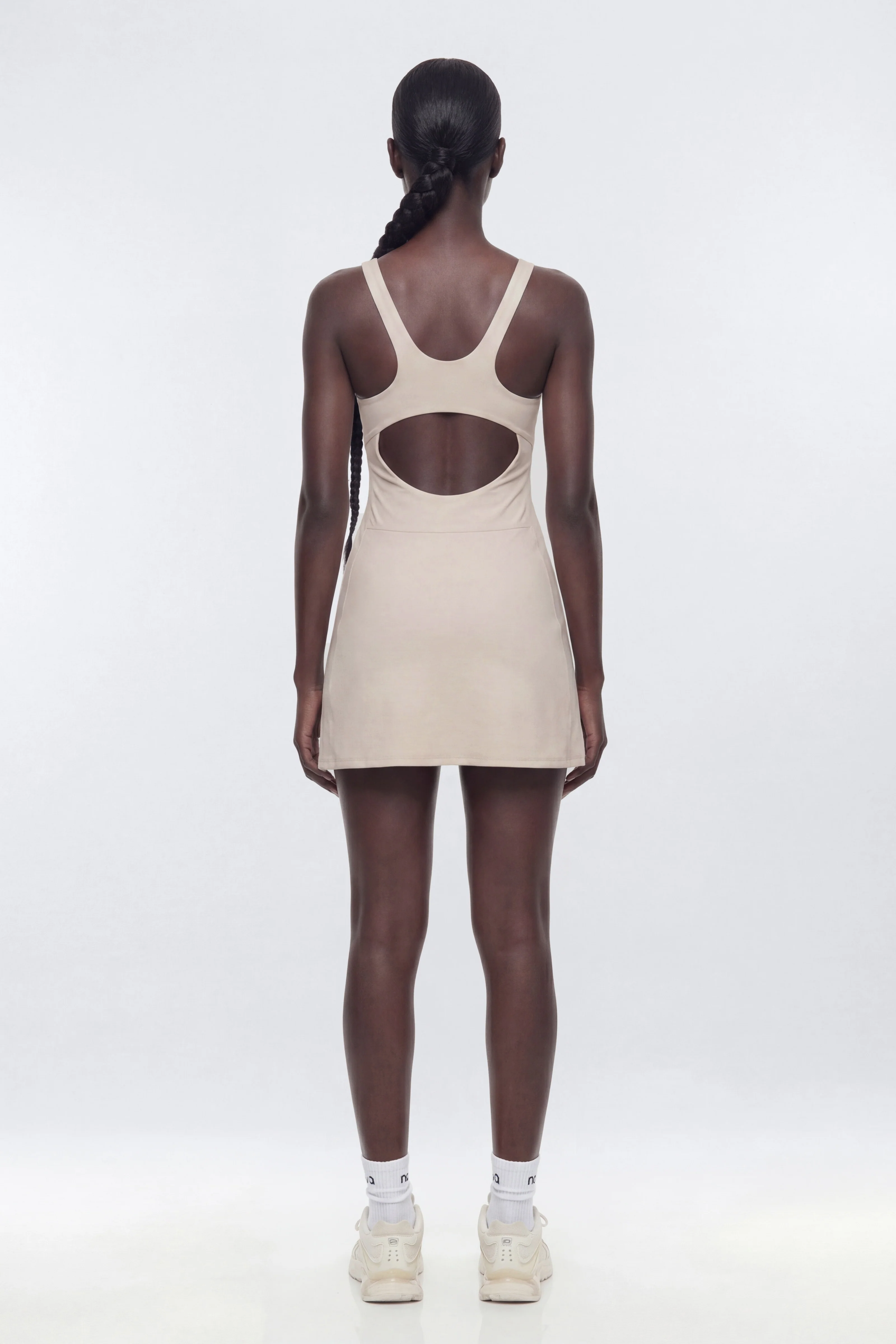 ButterSoft Cut Out Racerback 2-in-1 Active Dress - Oat Milk - Image 4