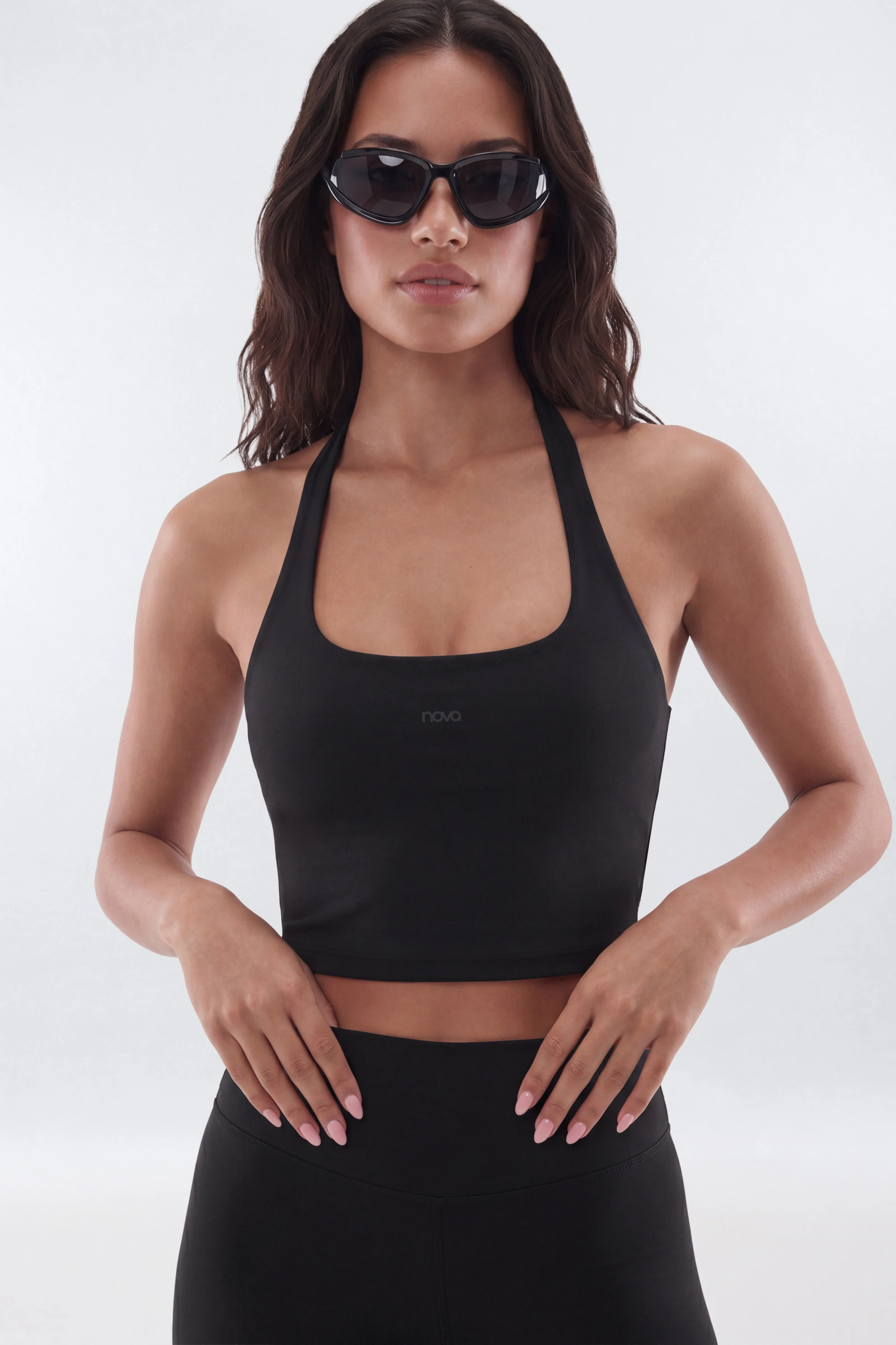 ButterSoft Racer Back Halter Sports Top - Black