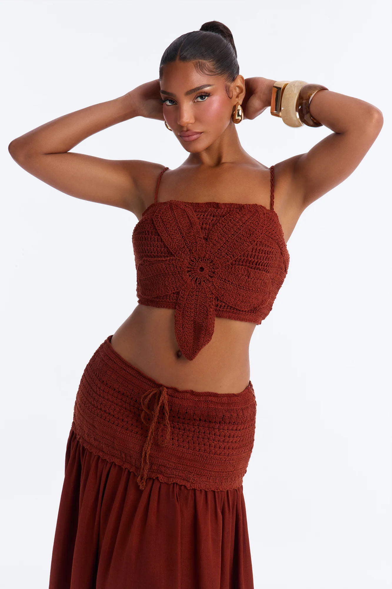 By The Beach Crochet Skirt Set - Rust - Image 2